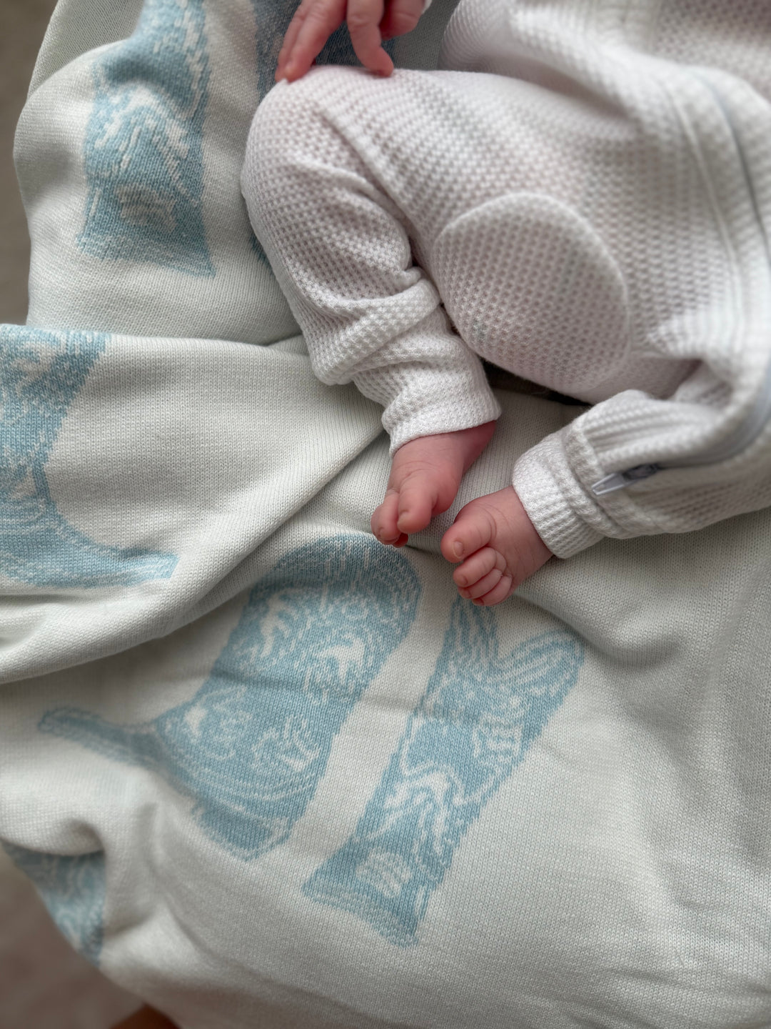 Knit Blanket | Sky Blue Cowboy Boots