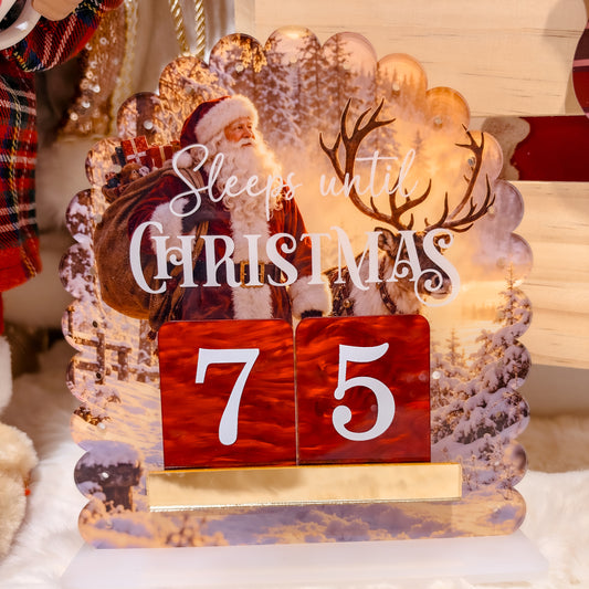 CHRISTMAS COUNTDOWN SIGN | Scalloped Arch | UV Printed Acrylic