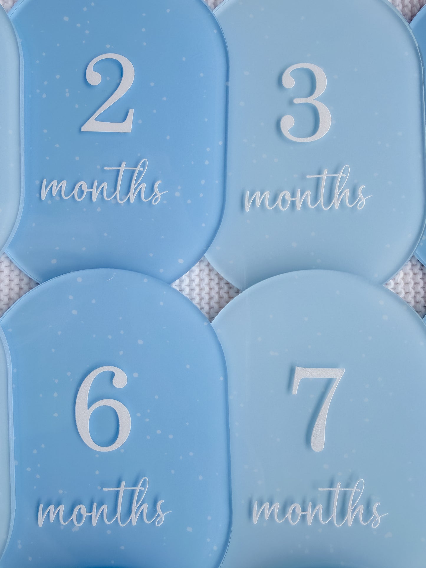 BLUE SPECKLED MILESTONE SET OVAL | UV Printed Acrylic