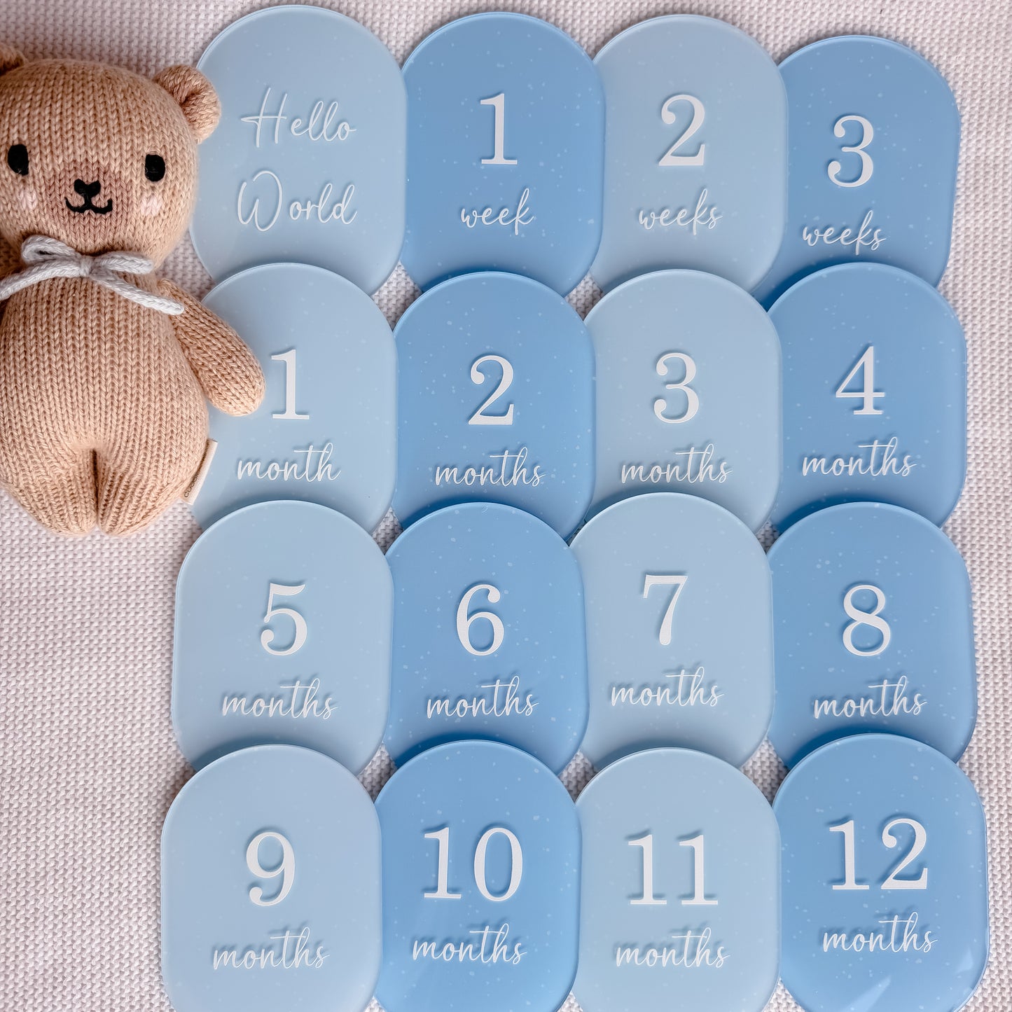 BLUE SPECKLED MILESTONE SET OVAL | UV Printed Acrylic