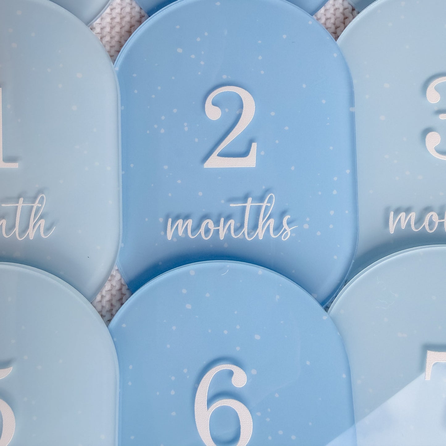 BLUE SPECKLED MILESTONE SET OVAL | UV Printed Acrylic