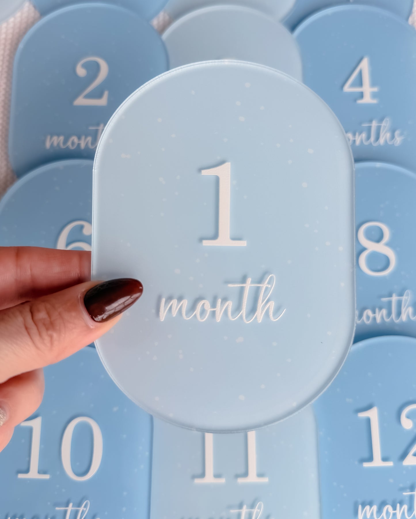 BLUE SPECKLED MILESTONE SET OVAL | UV Printed Acrylic