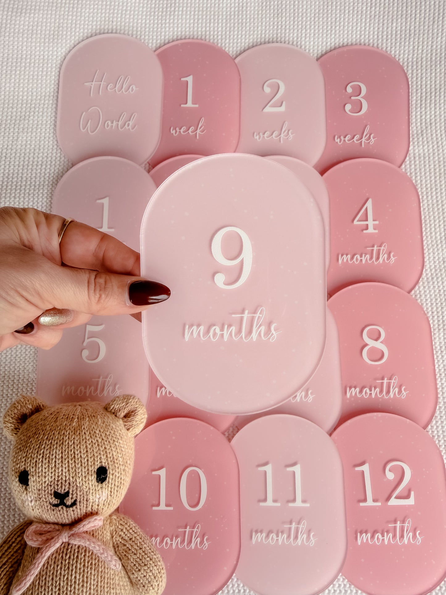 PINK SPECKLED MILESTONE SET OVAL | UV Printed Acrylic