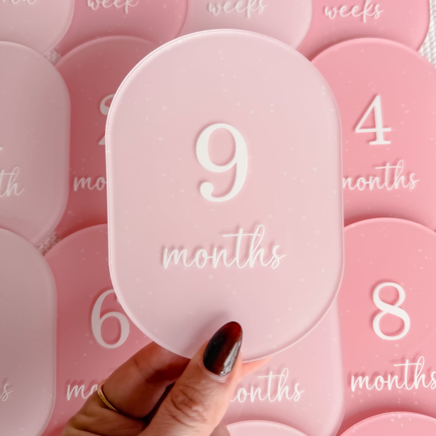 PINK SPECKLED MILESTONE SET OVAL | UV Printed Acrylic