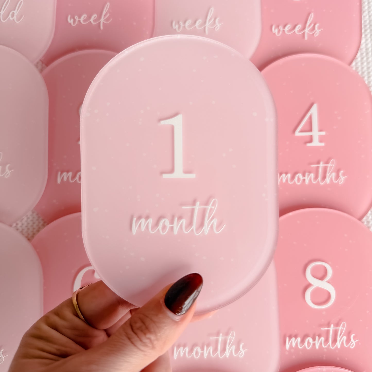 PINK SPECKLED MILESTONE SET OVAL | UV Printed Acrylic