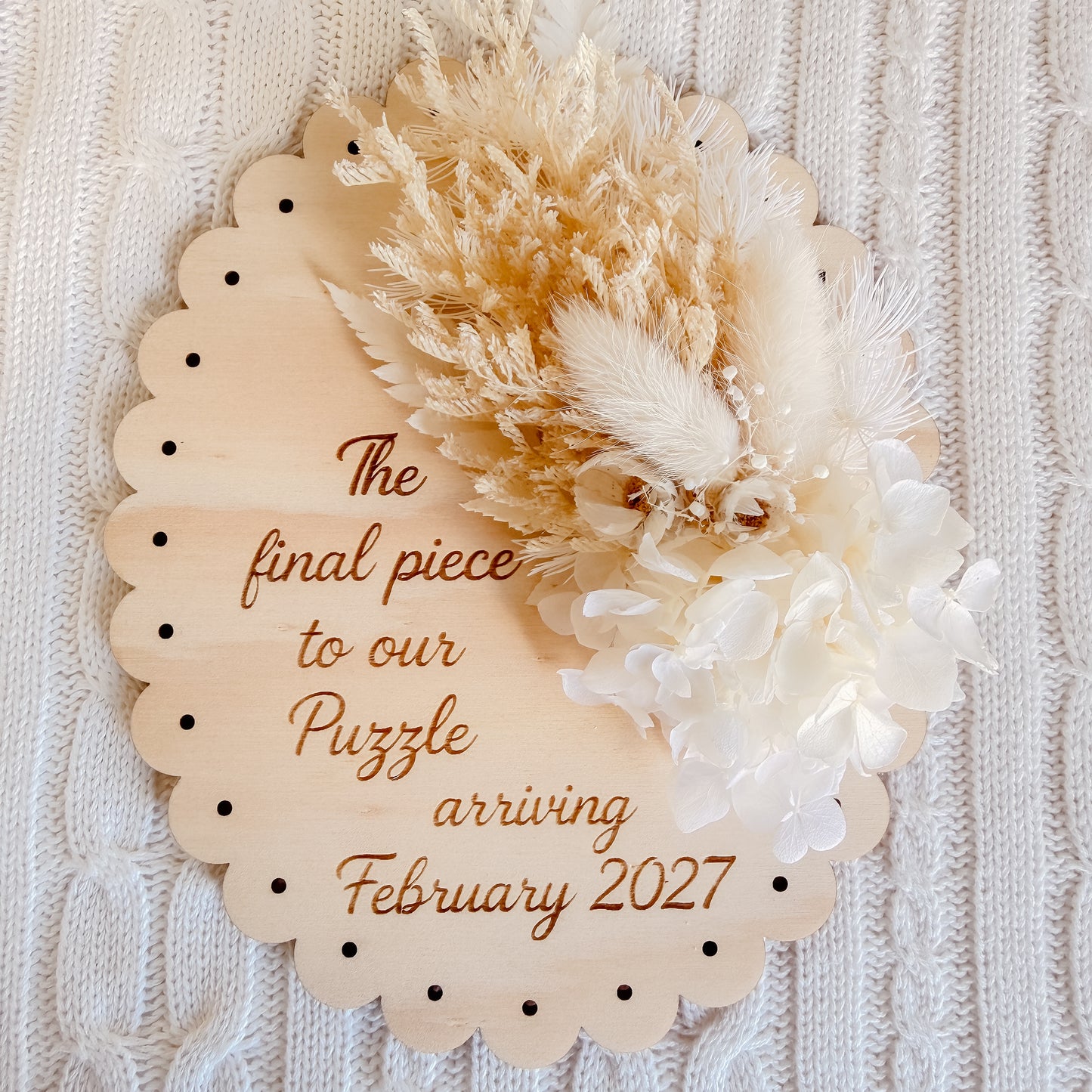 WOODEN PREGNANCY ANNOUNCEMENT PLAQUE | Final Puzzle Piece | Custom due Month