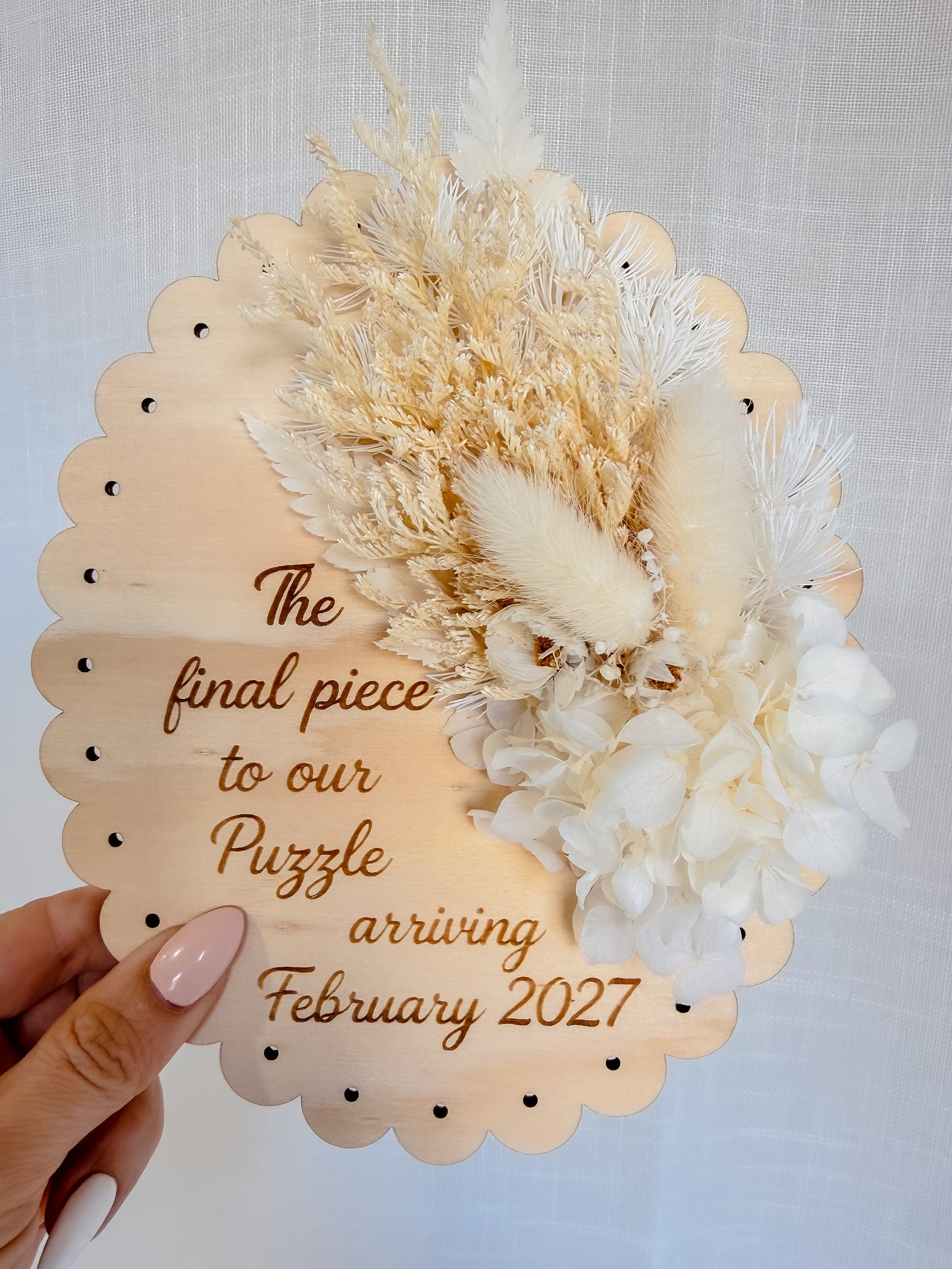 WOODEN PREGNANCY ANNOUNCEMENT PLAQUE | Final Puzzle Piece | Custom due Month