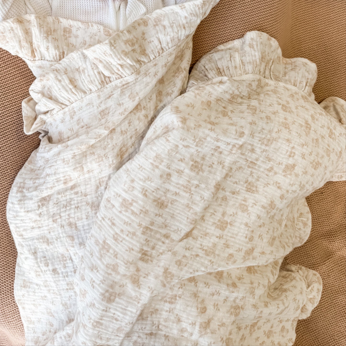 Muslin Crinkle Organic Lace Blanket - Vintage Rose