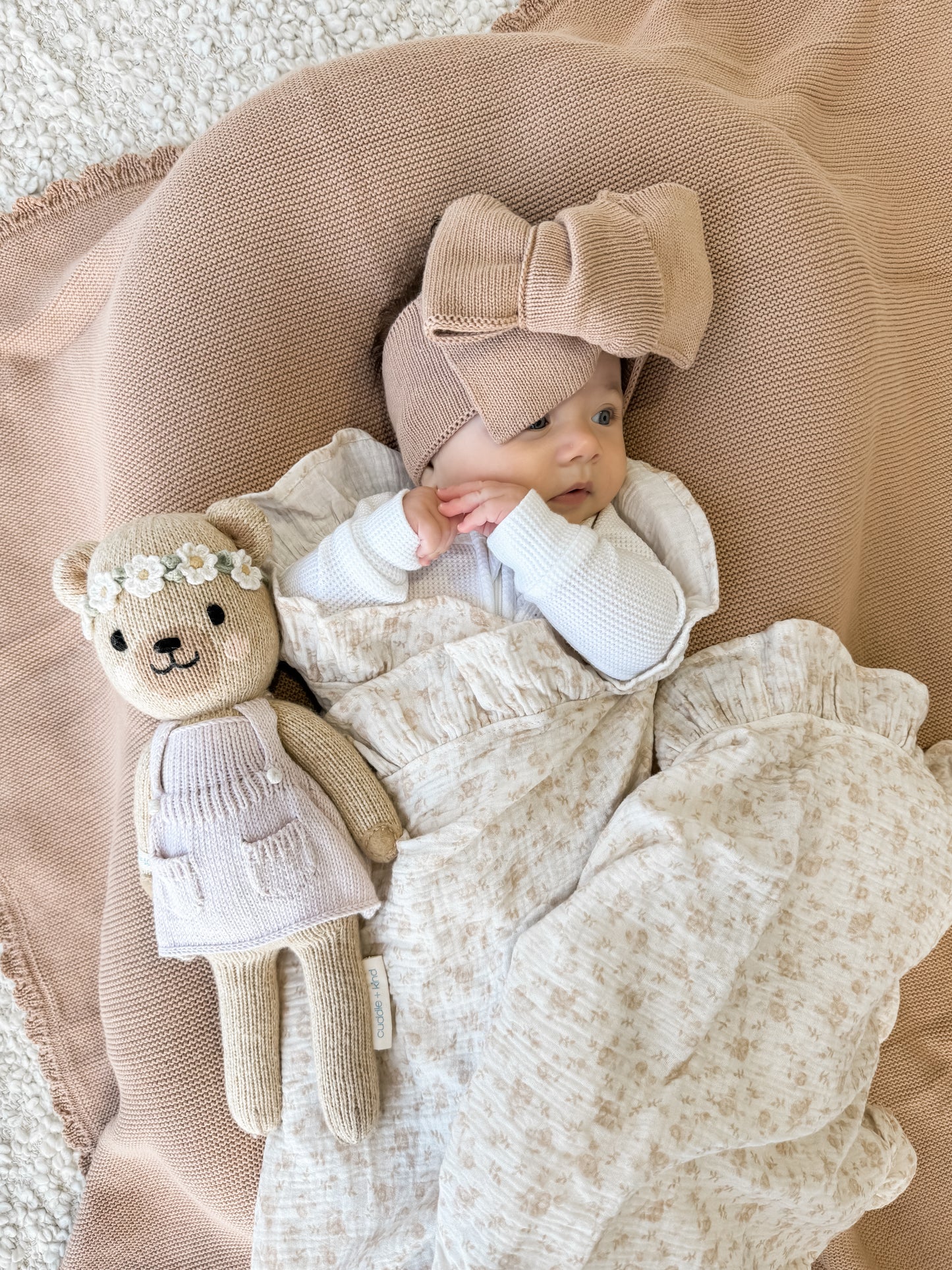 Knitted Oversized Topknot - Teddy Colour