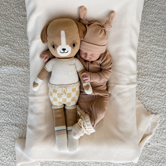 Zip Romper - Teddy Colour Ribbed Pointelle