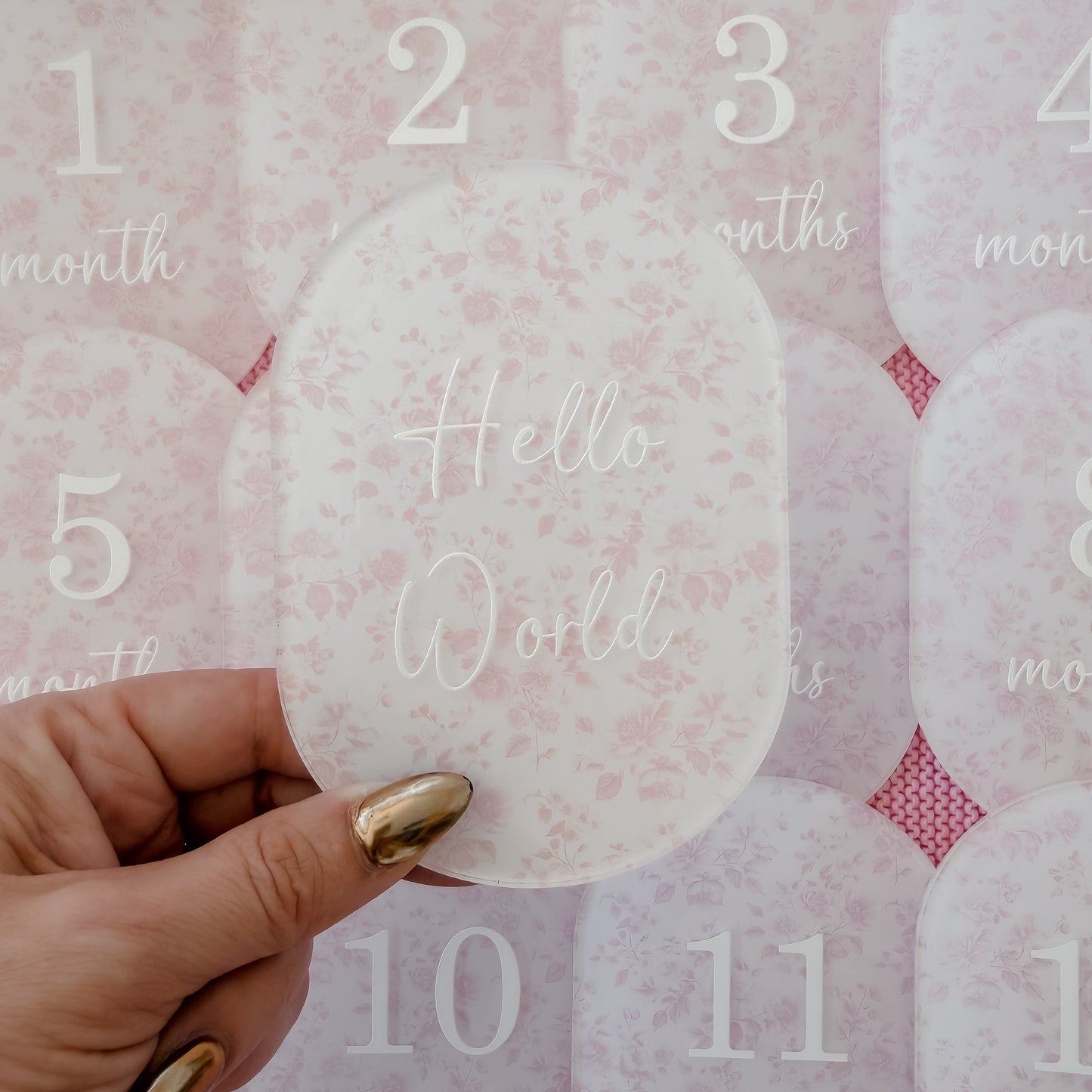 PINK FLORAL MILESTONE SET OVAL | UV Printed Acrylic