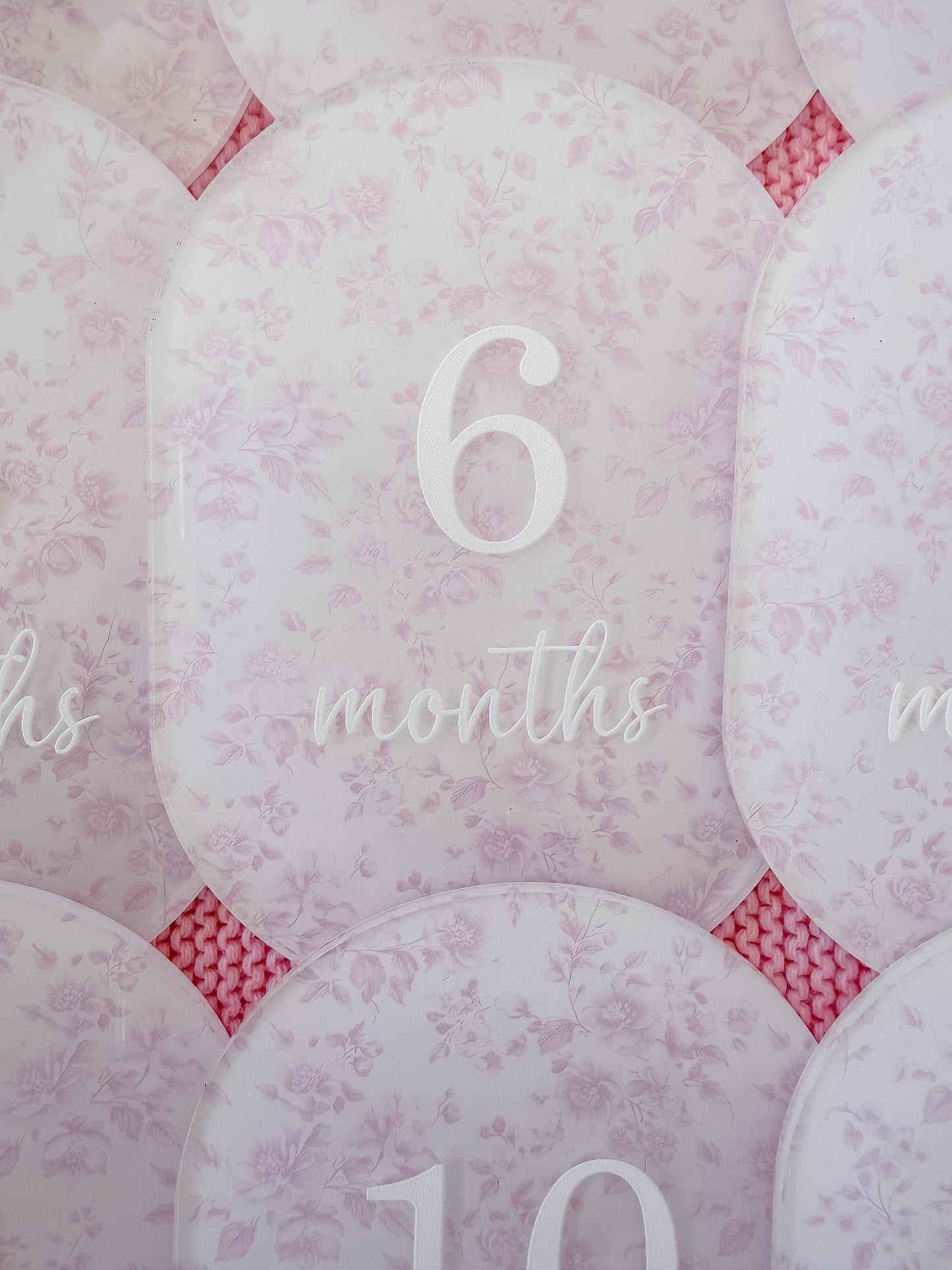 PINK FLORAL MILESTONE SET OVAL | UV Printed Acrylic