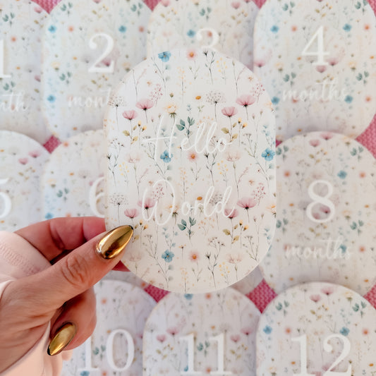 PASTEL WILDFLOWERS MILESTONE SET OVAL | UV Printed Acrylic