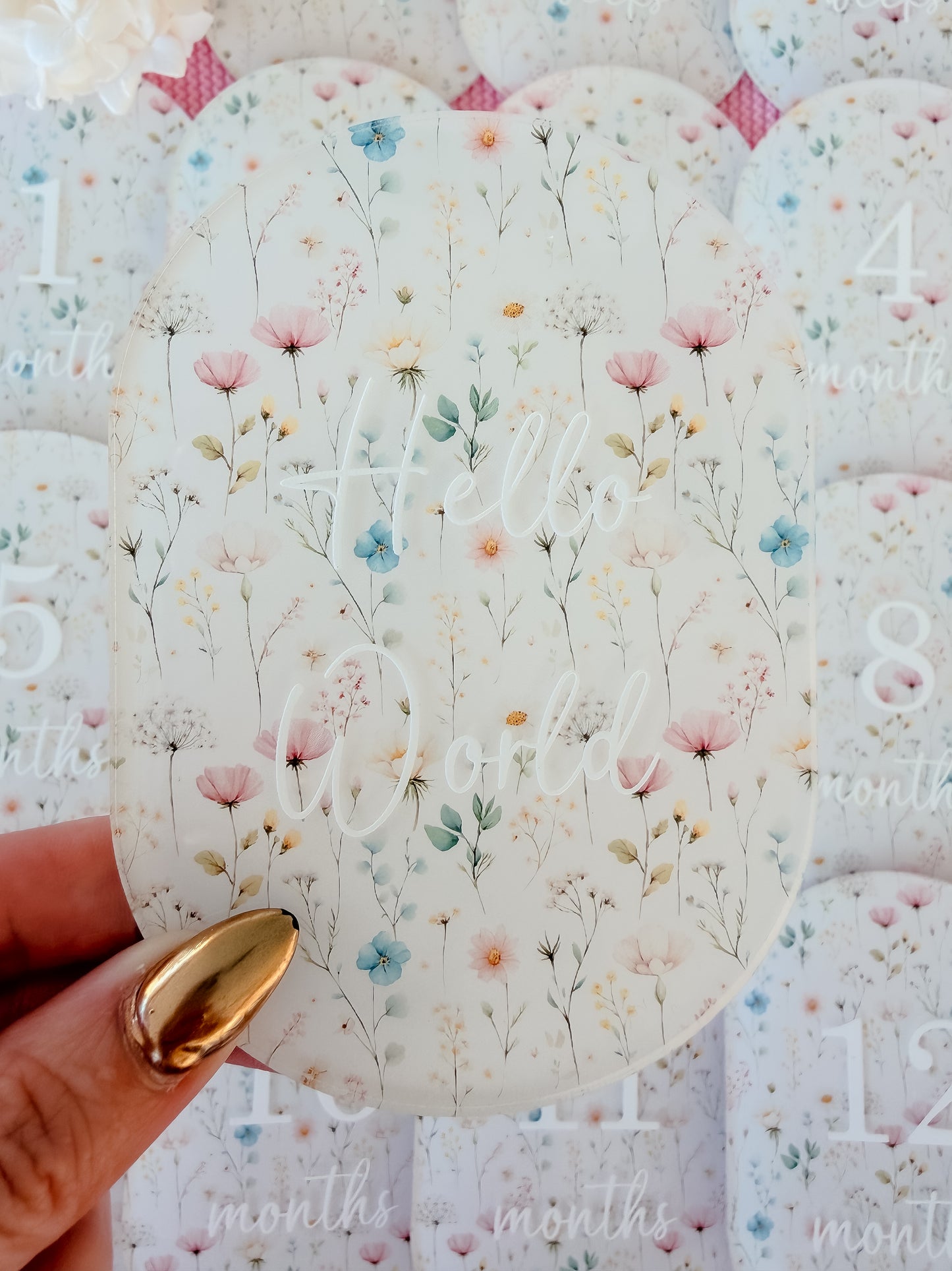 PASTEL WILDFLOWERS MILESTONE SET OVAL | UV Printed Acrylic