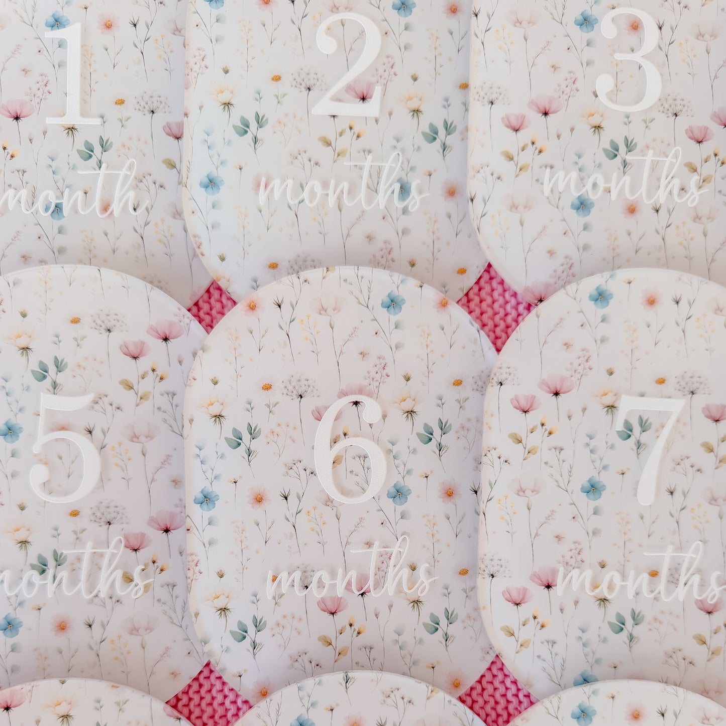 PASTEL WILDFLOWERS MILESTONE SET OVAL | UV Printed Acrylic