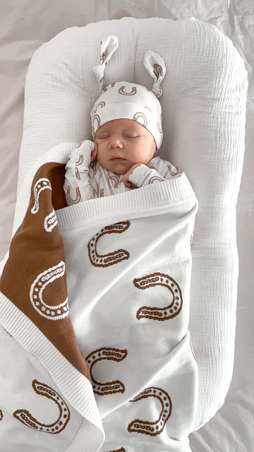KNIT BLANKET | Western Horse Shoe