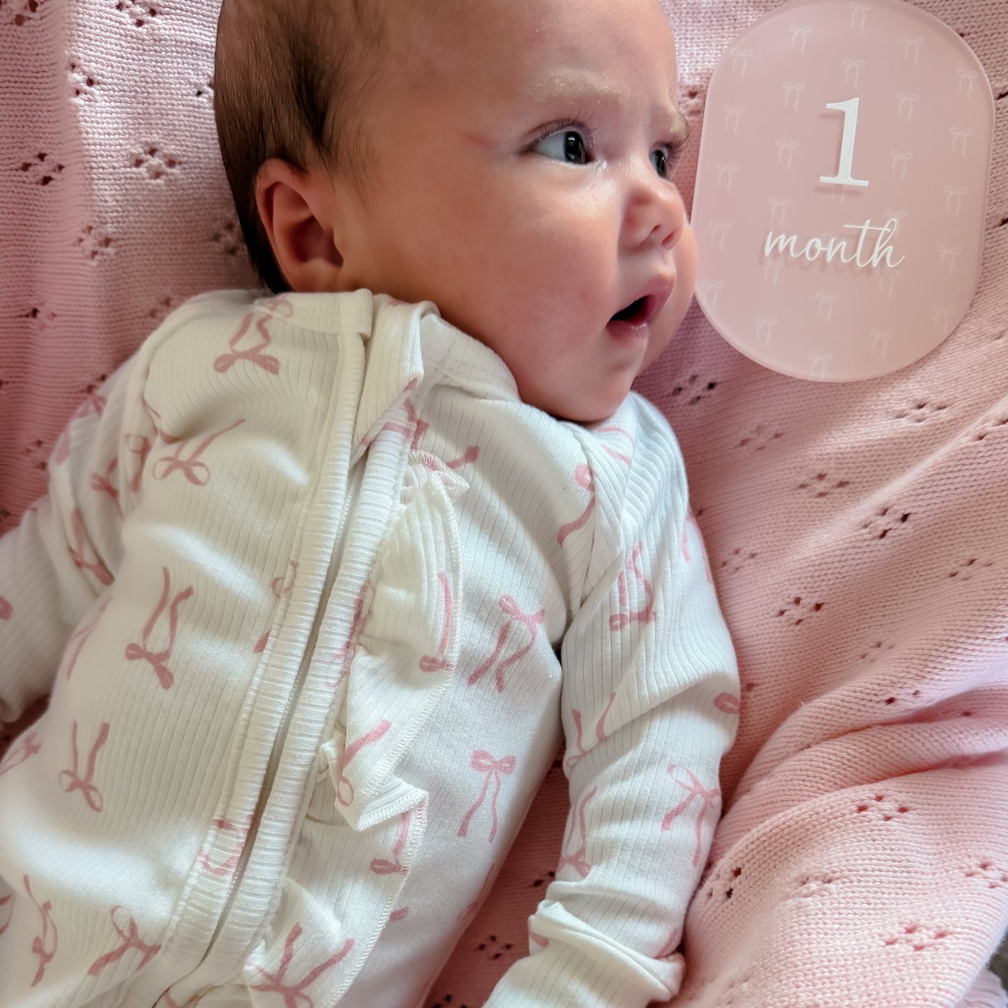 PINK BOW MILESTONE SET OVAL | UV Printed Acrylic