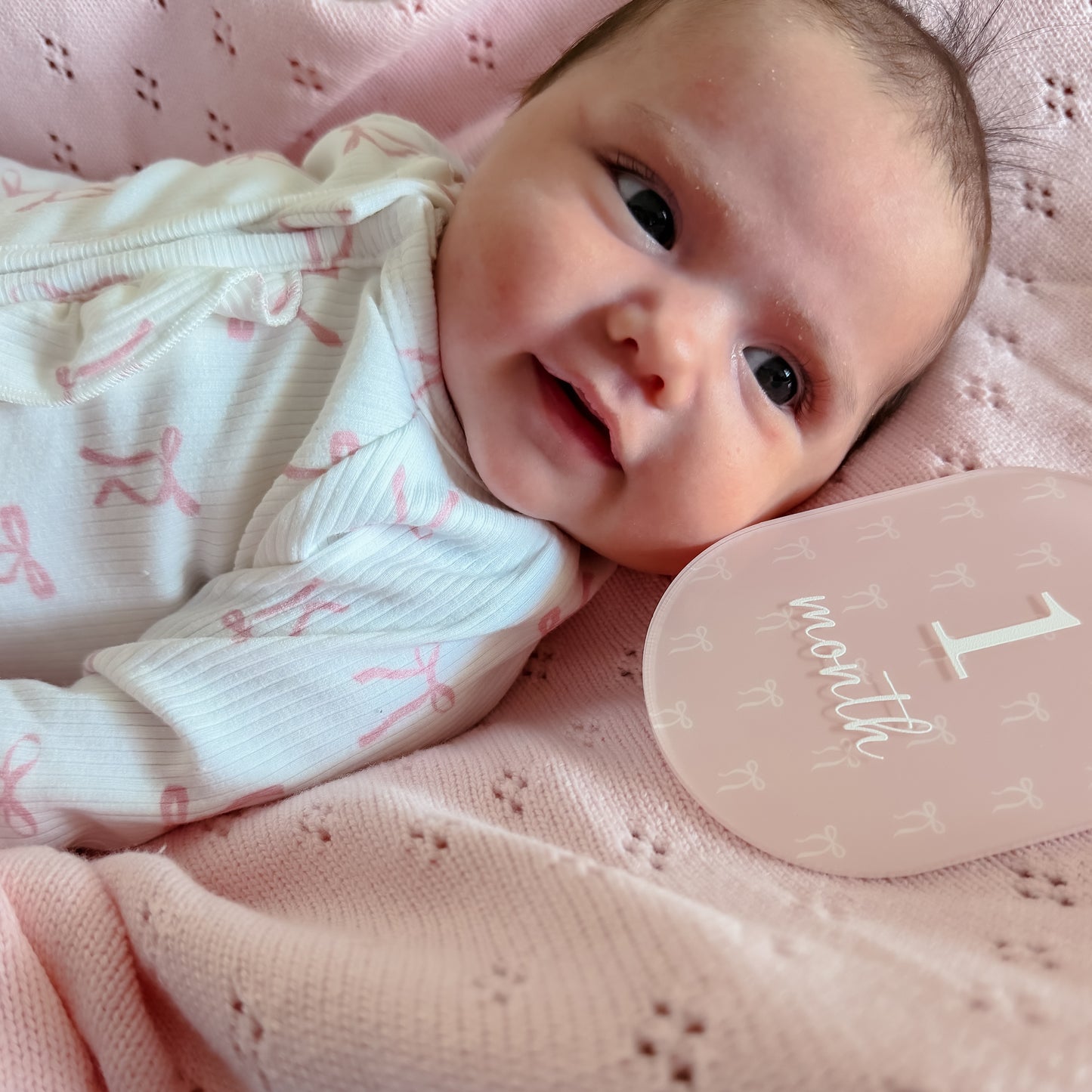 PINK BOW MILESTONE SET OVAL | UV Printed Acrylic