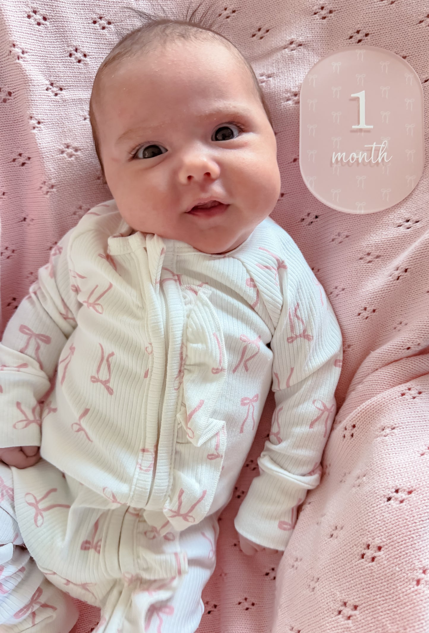 PINK BOW MILESTONE SET OVAL | UV Printed Acrylic