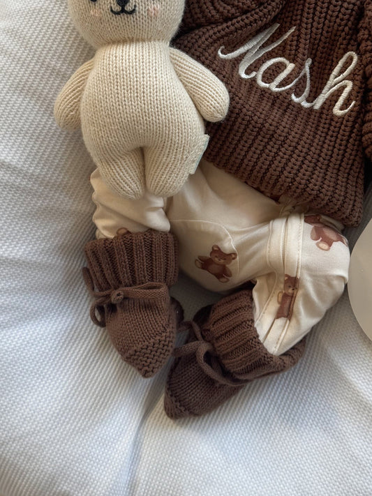 KNITTED BOOTIES | Dark Chocolate