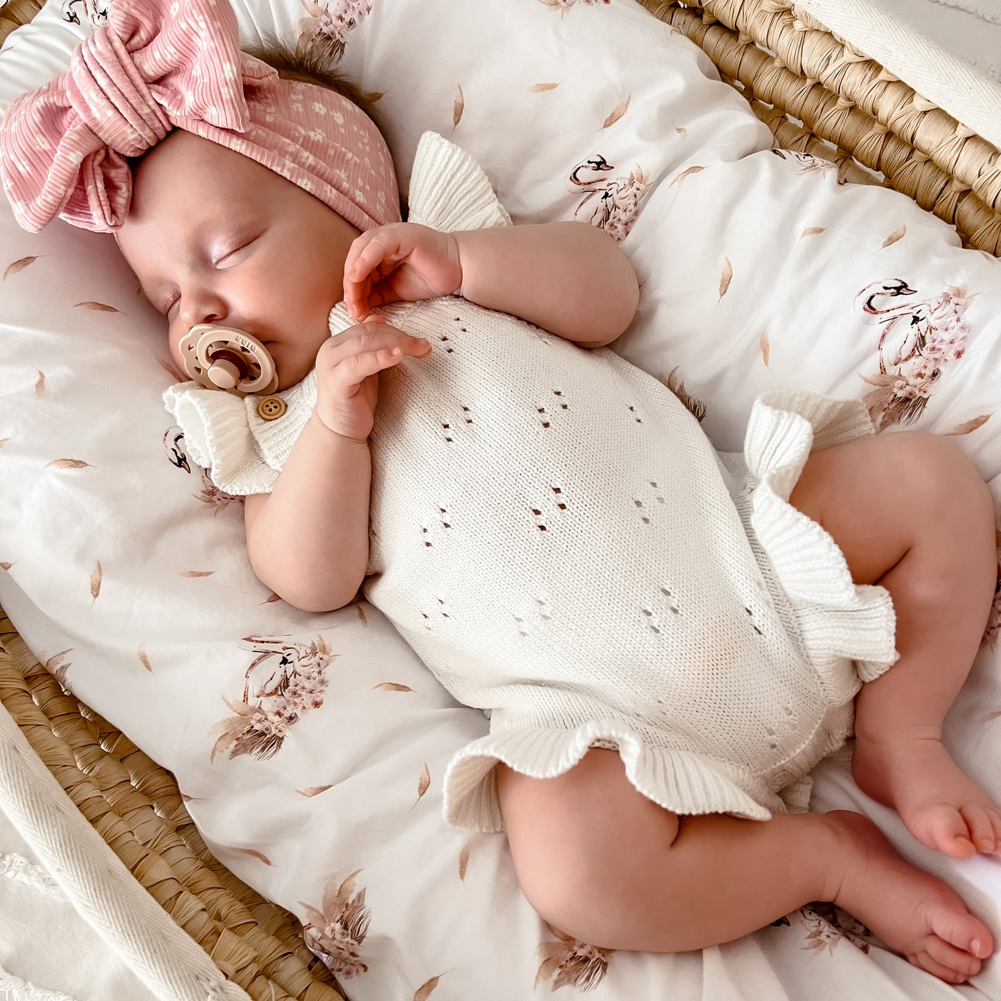 Pointelle Flutter Romper - Milk