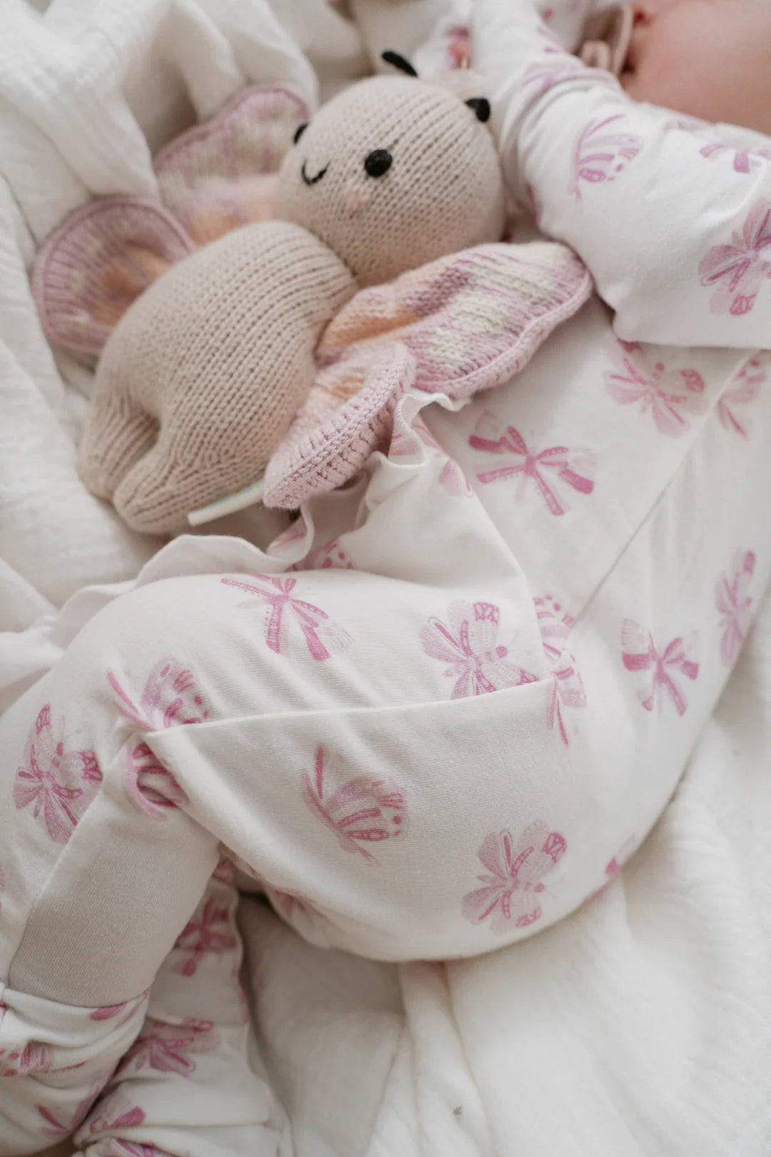 Frill Zip Romper - Pink Butterflies
