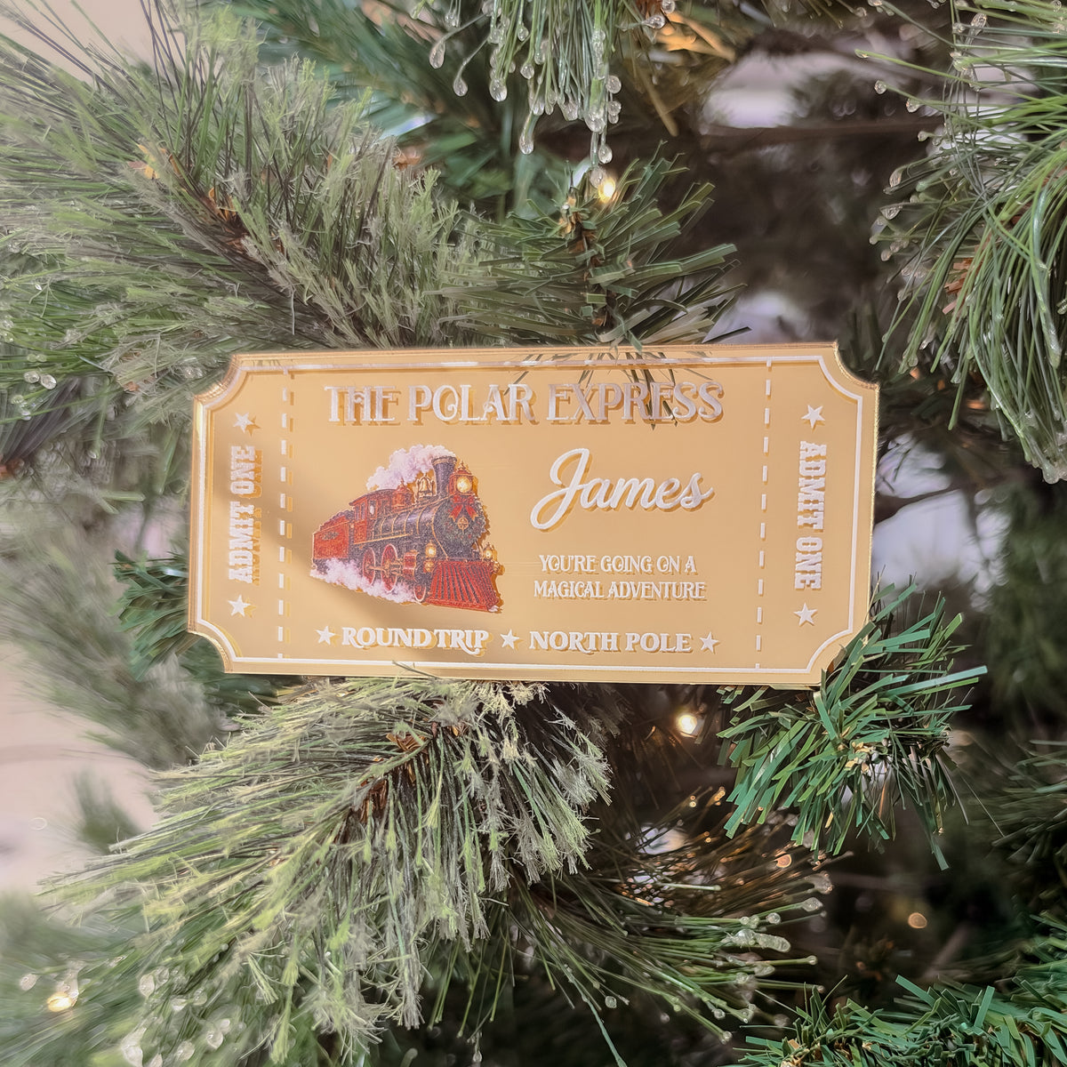 CHRISTMAS TRAIN TICKET | North Pole Adventure Ticket | Personalised | UV Printed Acrylic