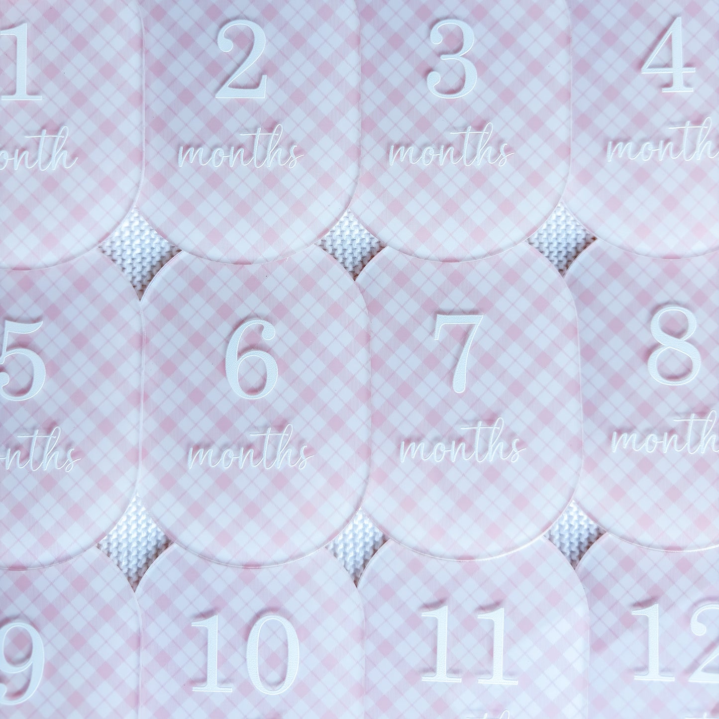 PINK PLAID MILESTONE SET OVAL | UV Printed Acrylic