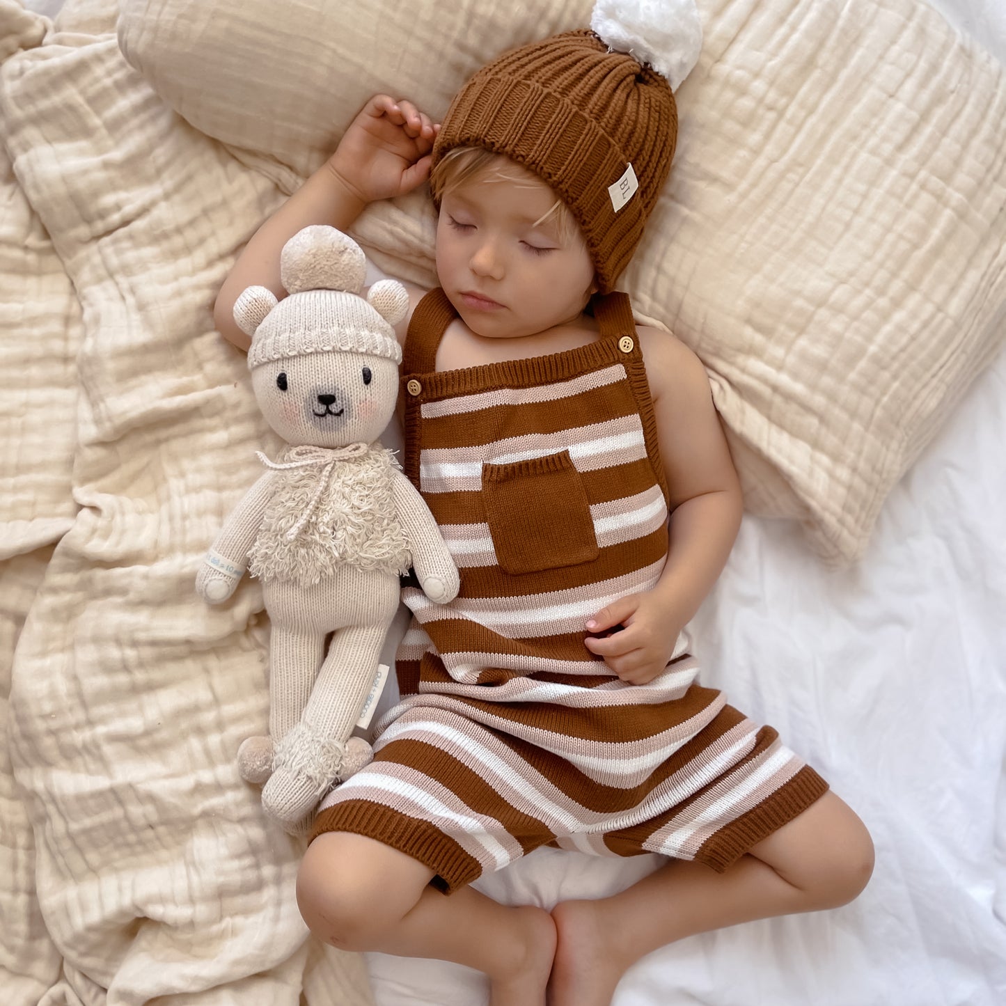 Stripe Knit Overalls - Earth