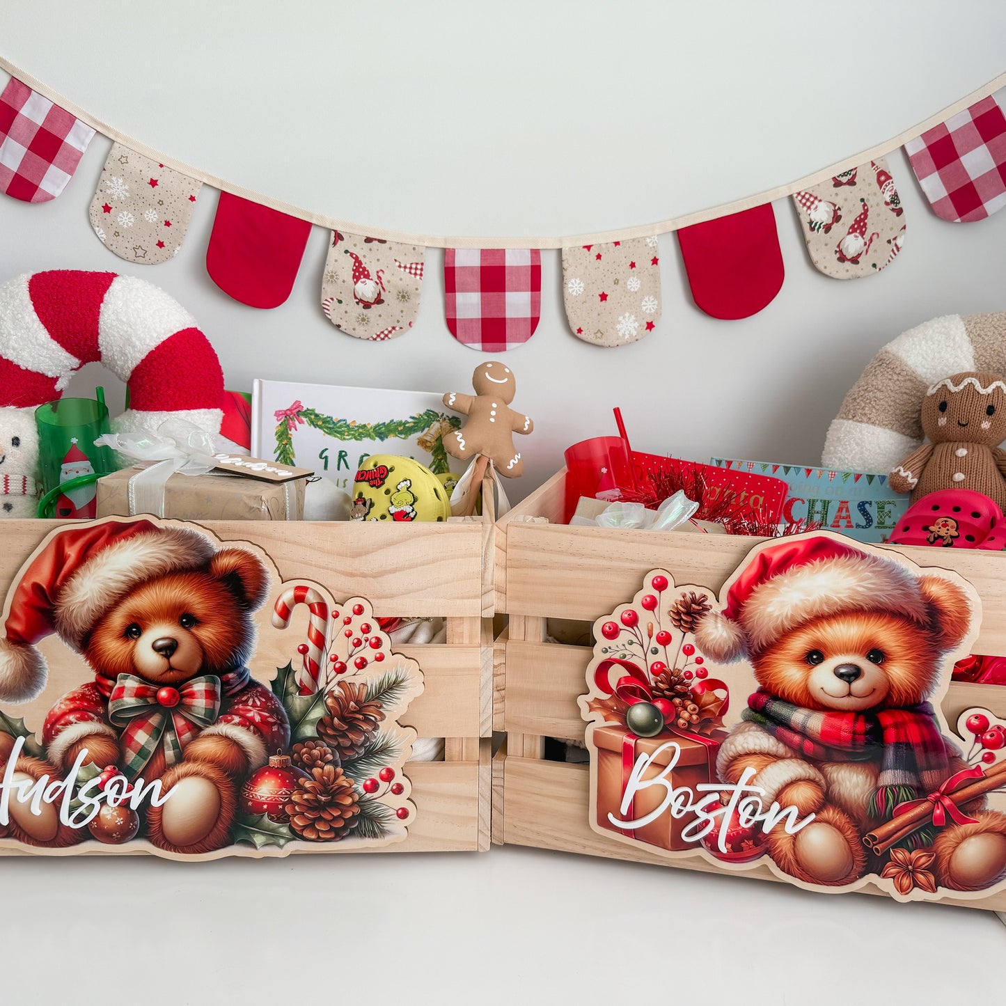 CHRISTMAS BEAR CRATE PLAQUE | Personalised