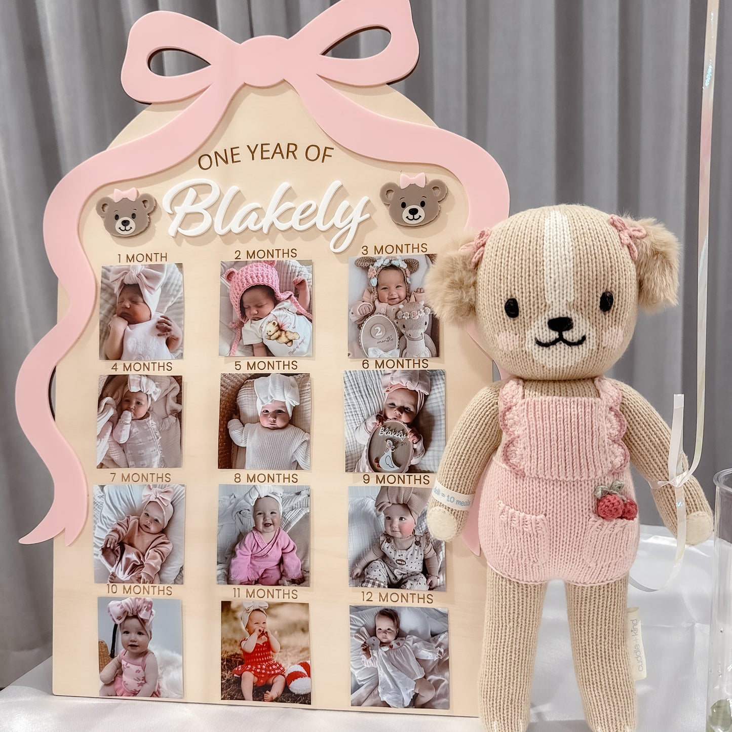 ONE YEAR OF: FIRST YEAR PHOTO BOARD | BOW | Personalised | Plywood & Acrylic