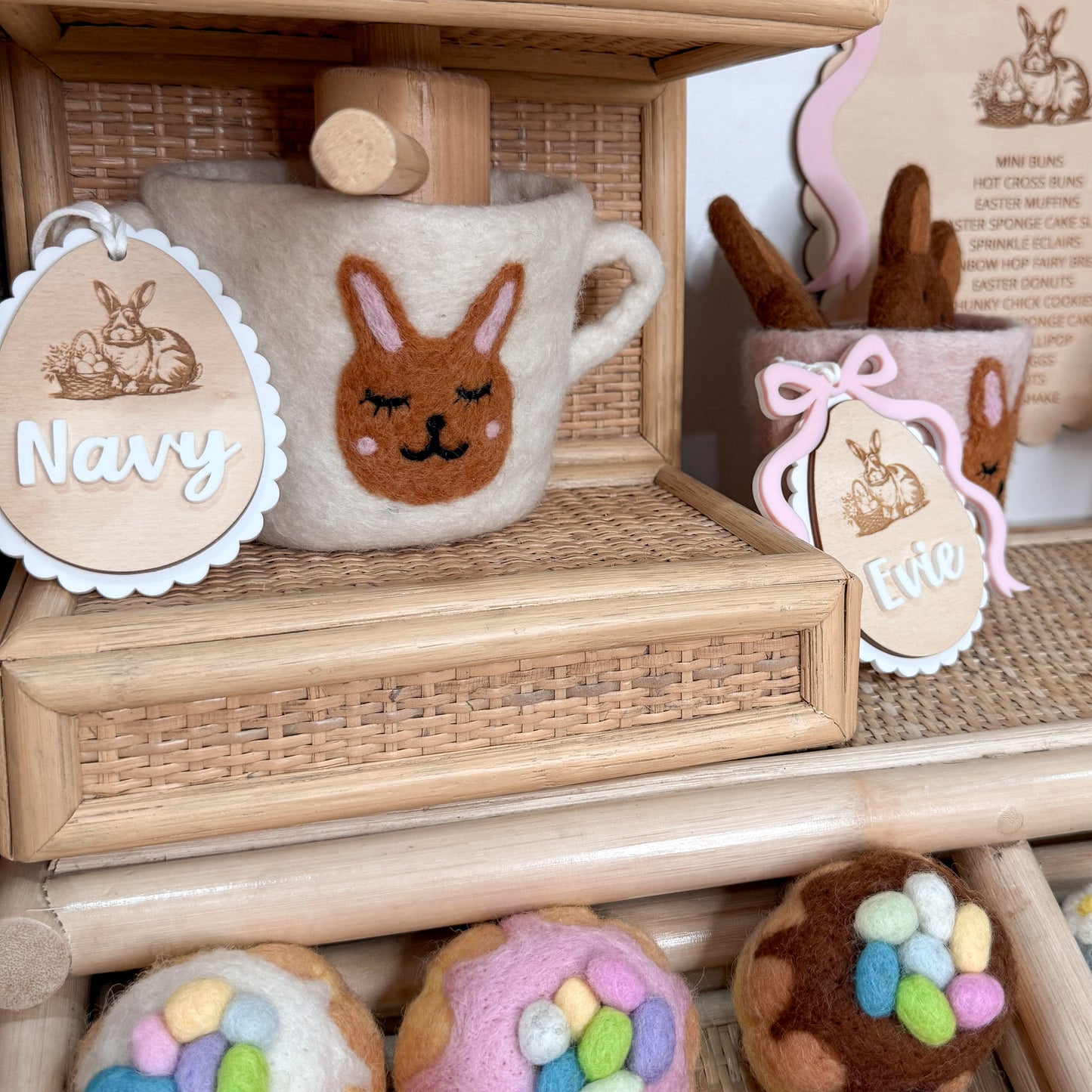 SCALLOPED BOW EGG | Easter Basket Tag | Plywood & Acrylic