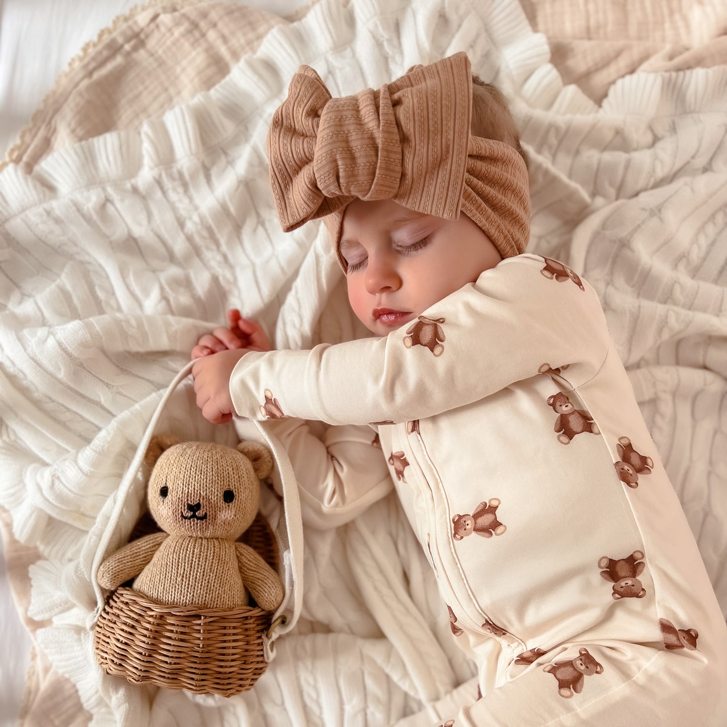 Oversized Topknot - Teddy Colour Rib Pointelle