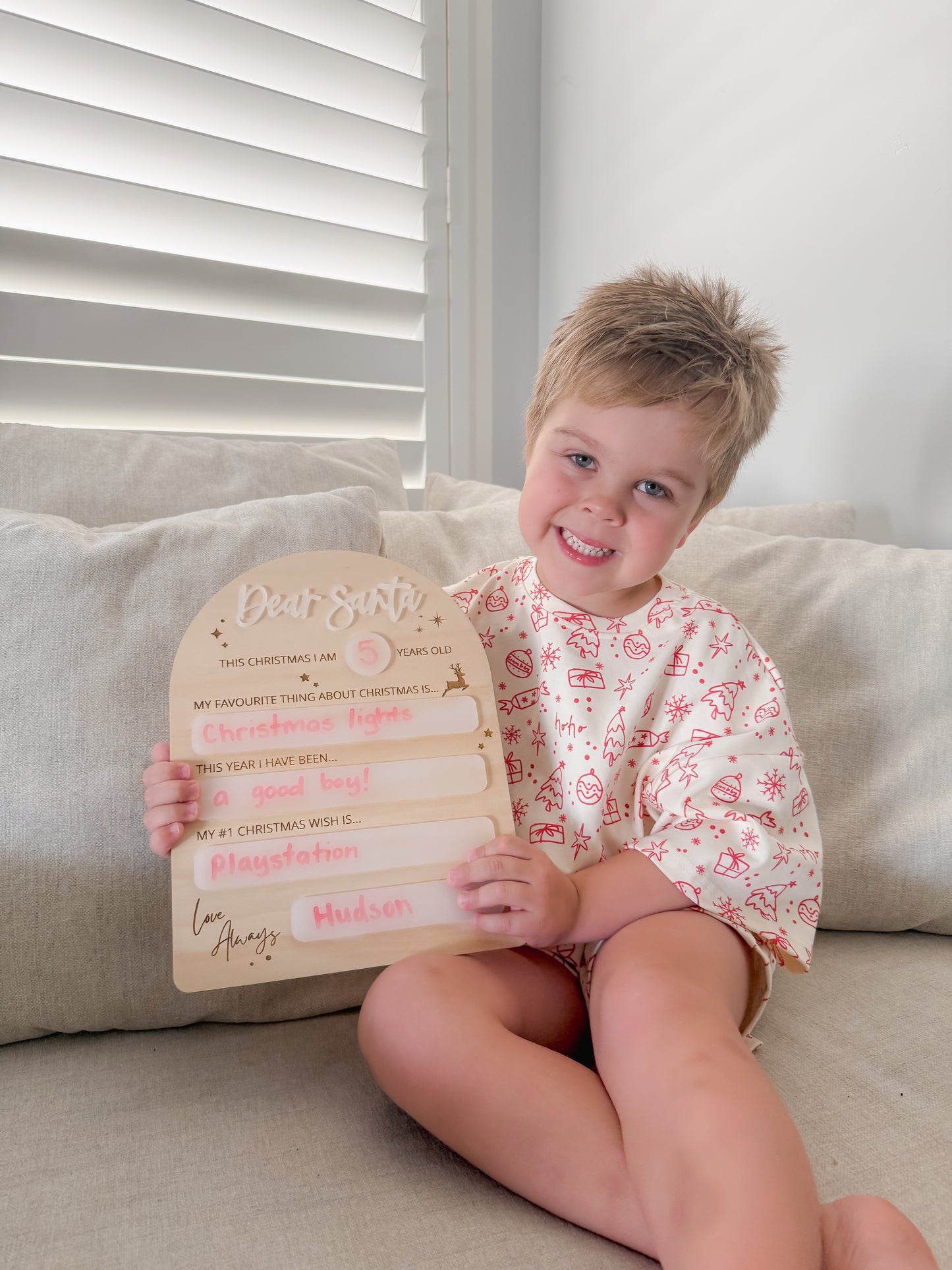 DEAR SANTA LETTER | Engraved Plywood with Frosted Acrylic
