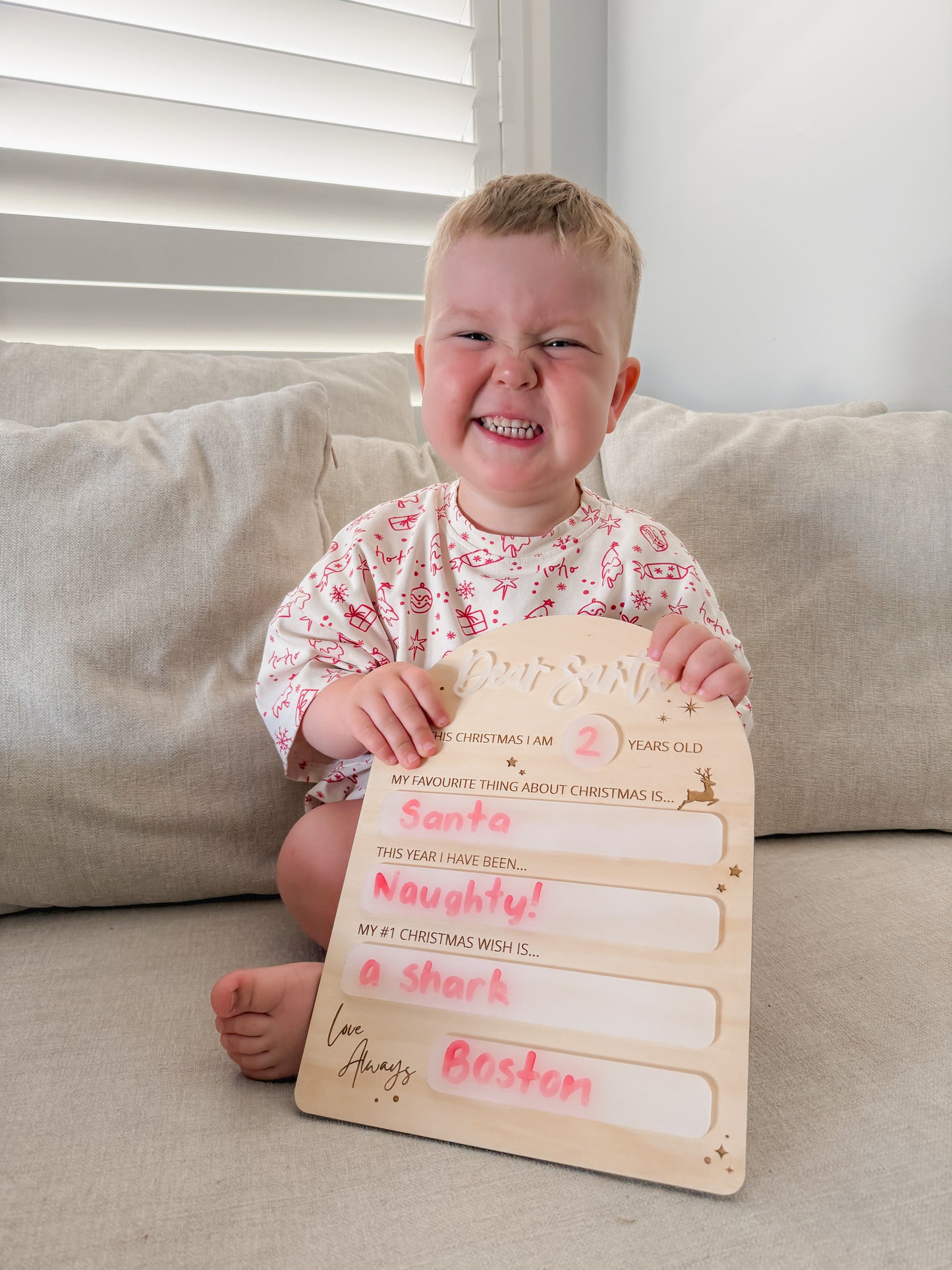 DEAR SANTA LETTER | Engraved Plywood with Frosted Acrylic