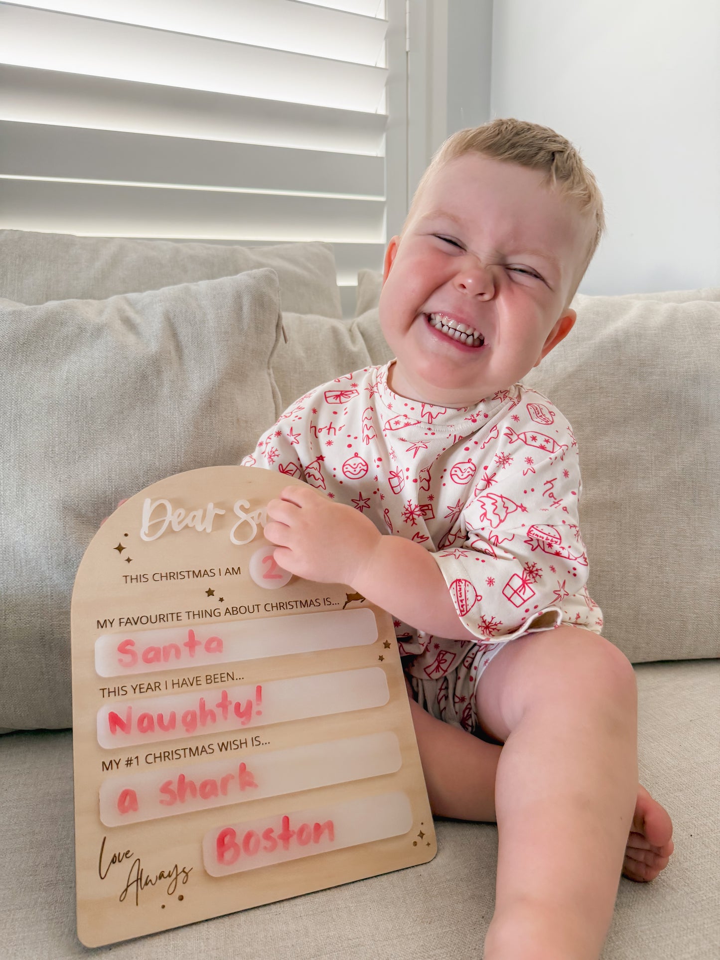 DEAR SANTA LETTER | Engraved Plywood with Frosted Acrylic