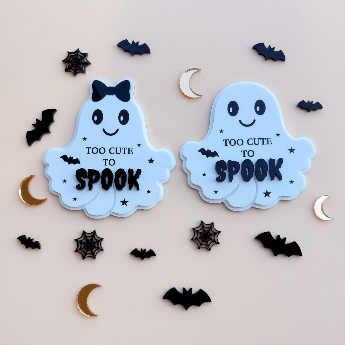 HALLOWEEN GHOST PLAQUE | Too Cute to Spook | Acrylic & UV Print