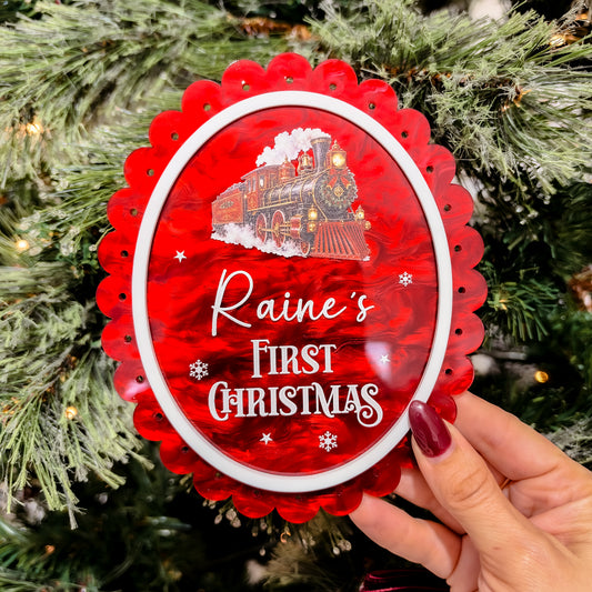CHRISTMAS PLAQUE | MY FIRST / MERRY CHRISTMAS | Scalloped Oval