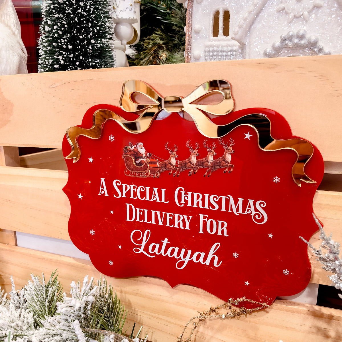 CHRISTMAS CRATE PLAQUE | Personalised | Acrylic