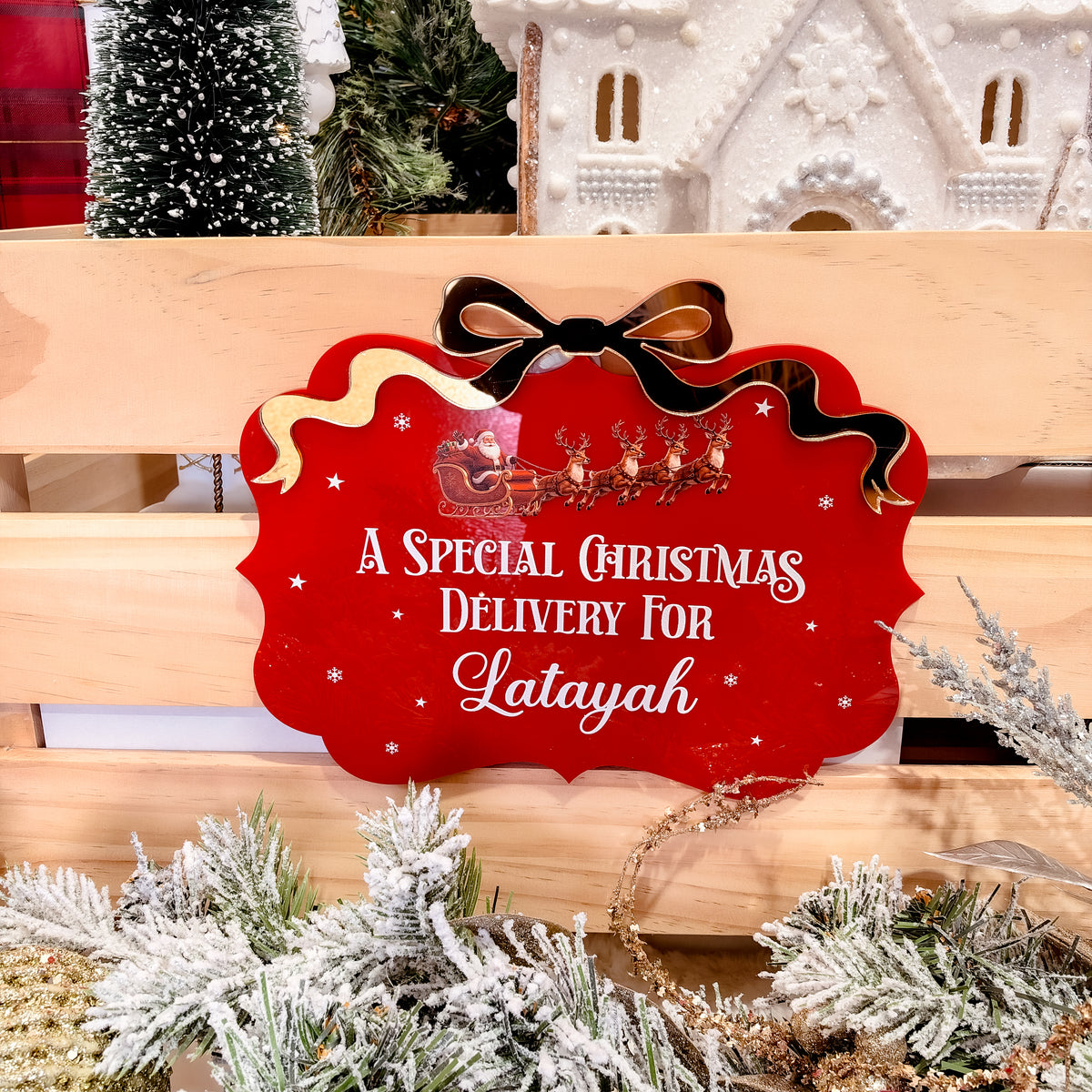 CHRISTMAS CRATE PLAQUE | Personalised | Acrylic