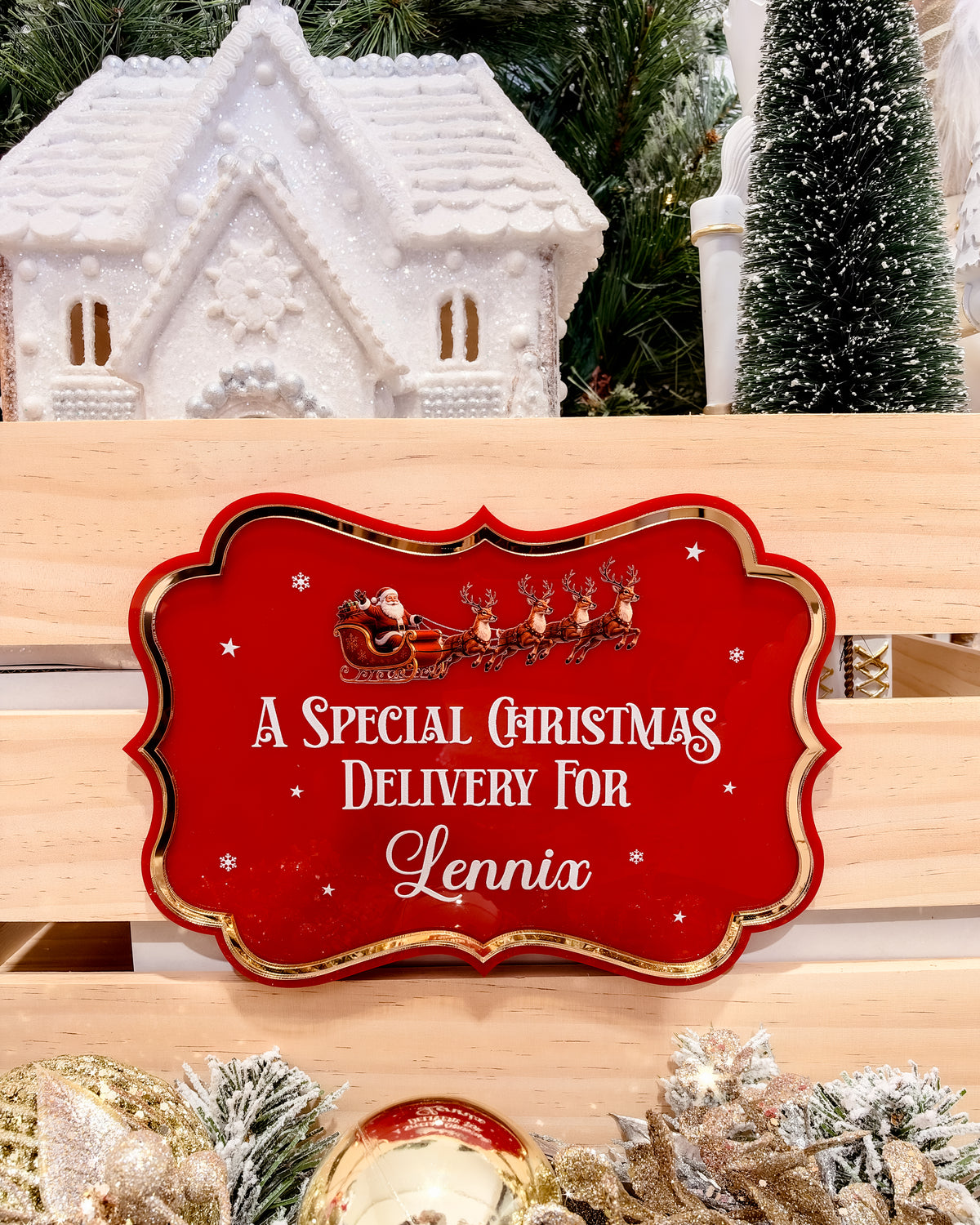 CHRISTMAS CRATE PLAQUE | Personalised | Acrylic
