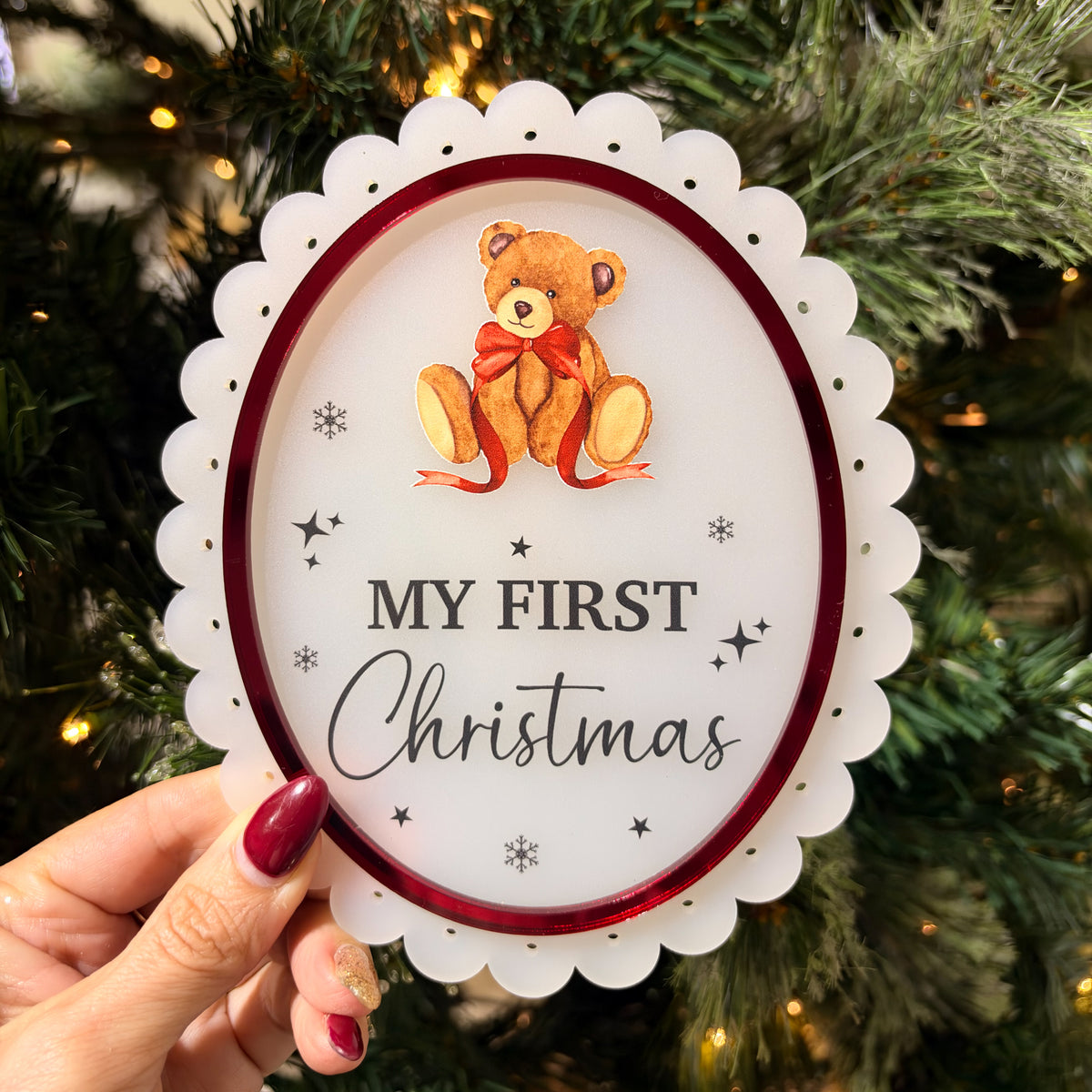 CHRISTMAS PLAQUE | MY FIRST / MERRY CHRISTMAS | Scalloped Oval