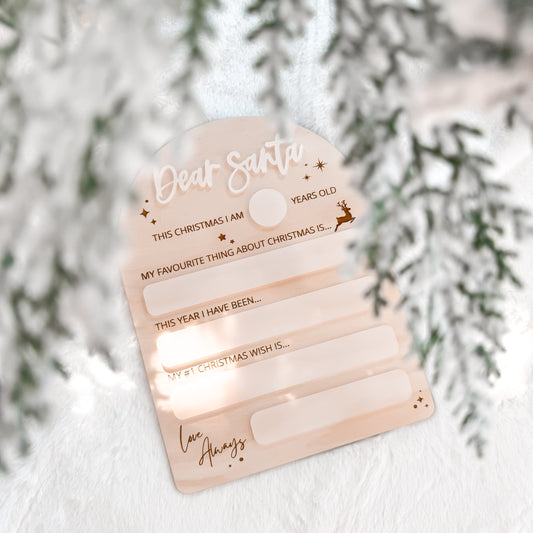 DEAR SANTA LETTER | Engraved Plywood with Frosted Acrylic