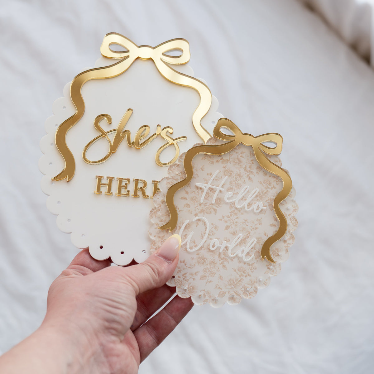 VINTAGE BOW MILESTONE SET | SCALLOP OVAL | UV Printed Acrylic