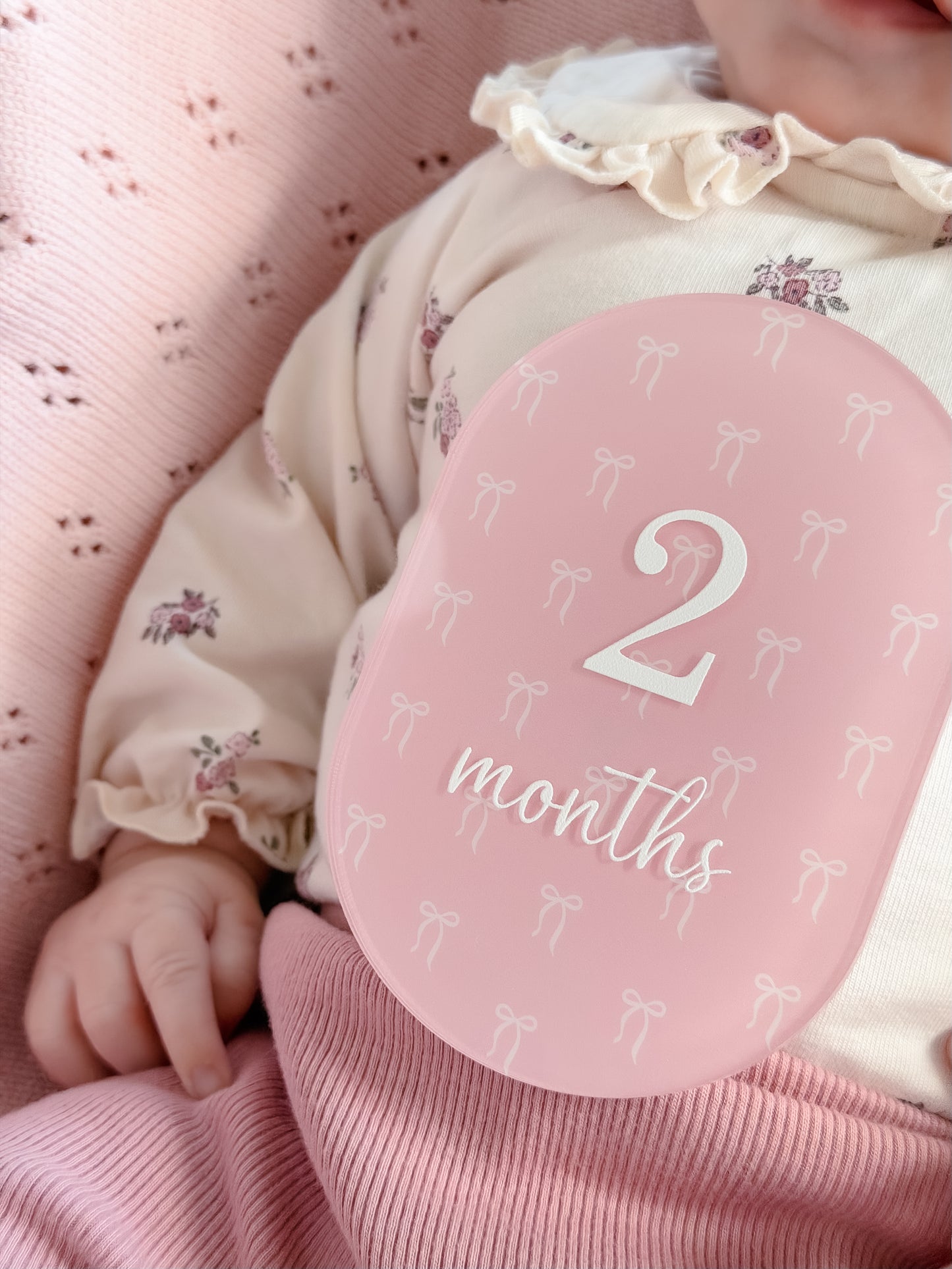 PINK BOW MILESTONE SET OVAL | UV Printed Acrylic