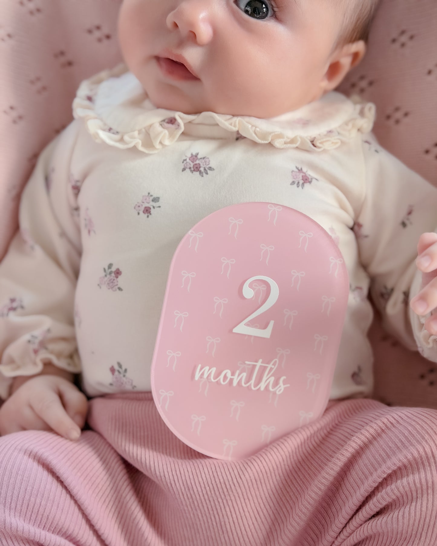 PINK BOW MILESTONE SET OVAL | UV Printed Acrylic