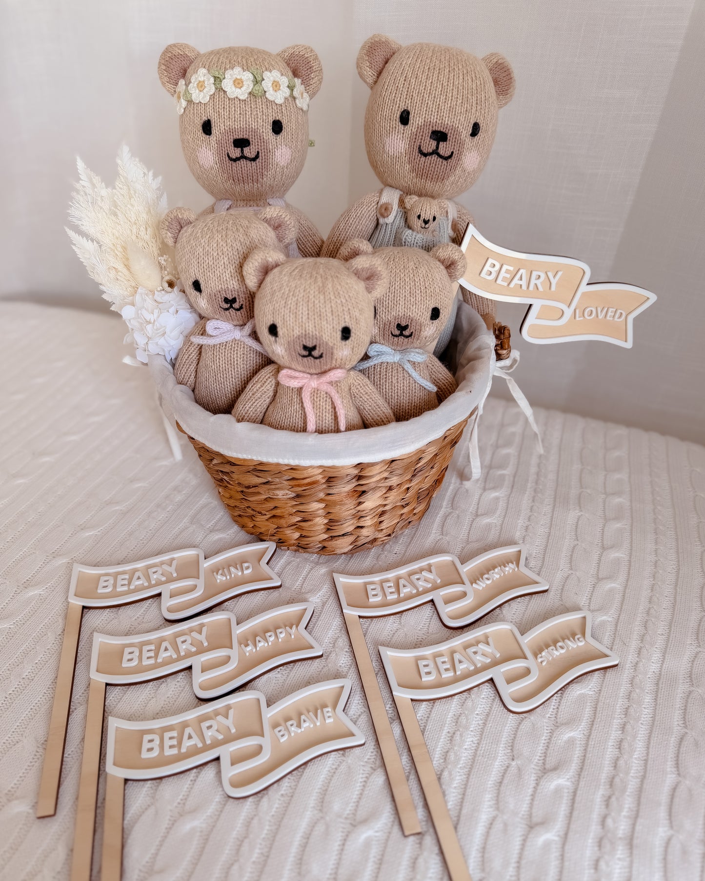 BEAR AFFIRAMTION FLAG SET of 6 | Plywood & Acrylic