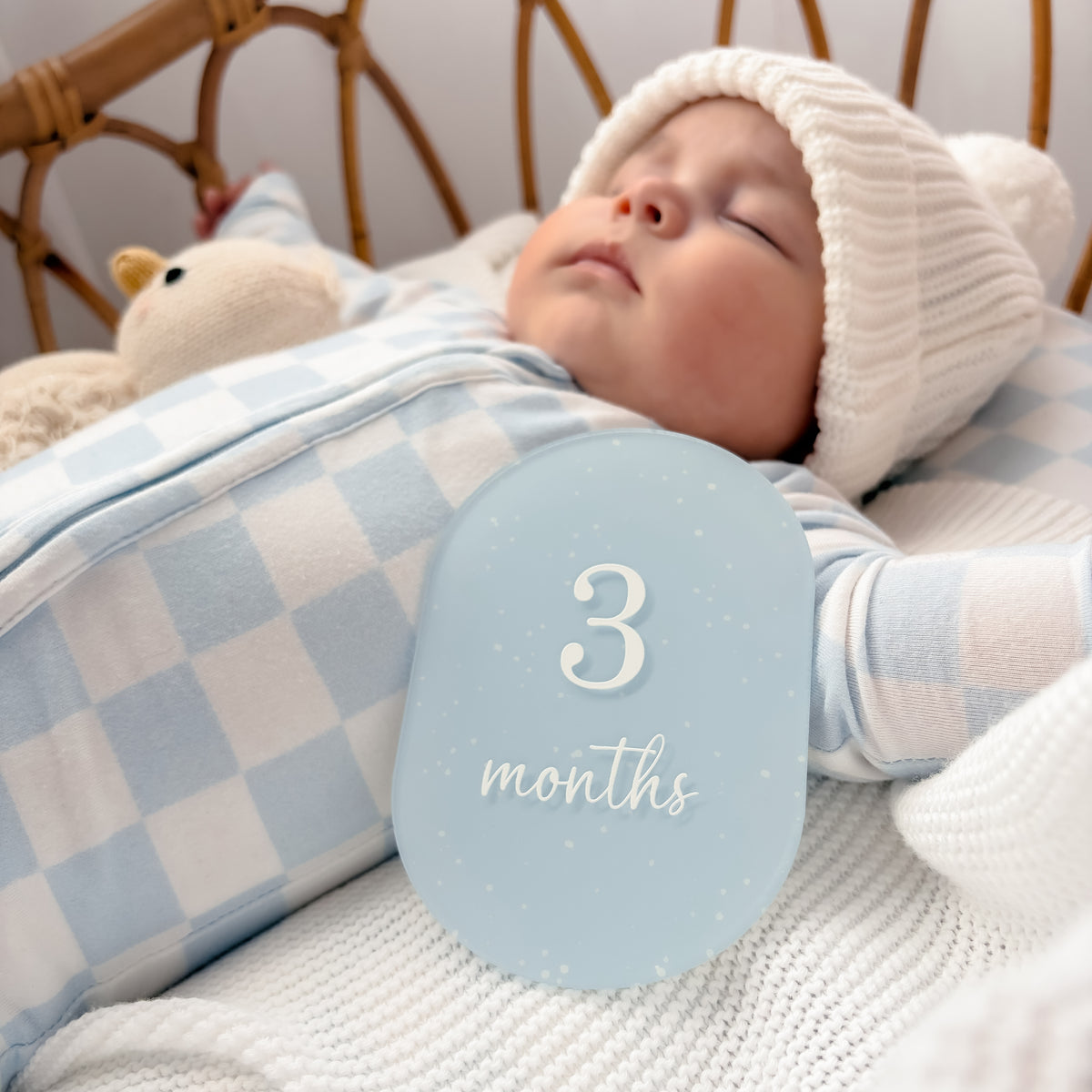 BLUE SPECKLED MILESTONE SET OVAL | UV Printed Acrylic