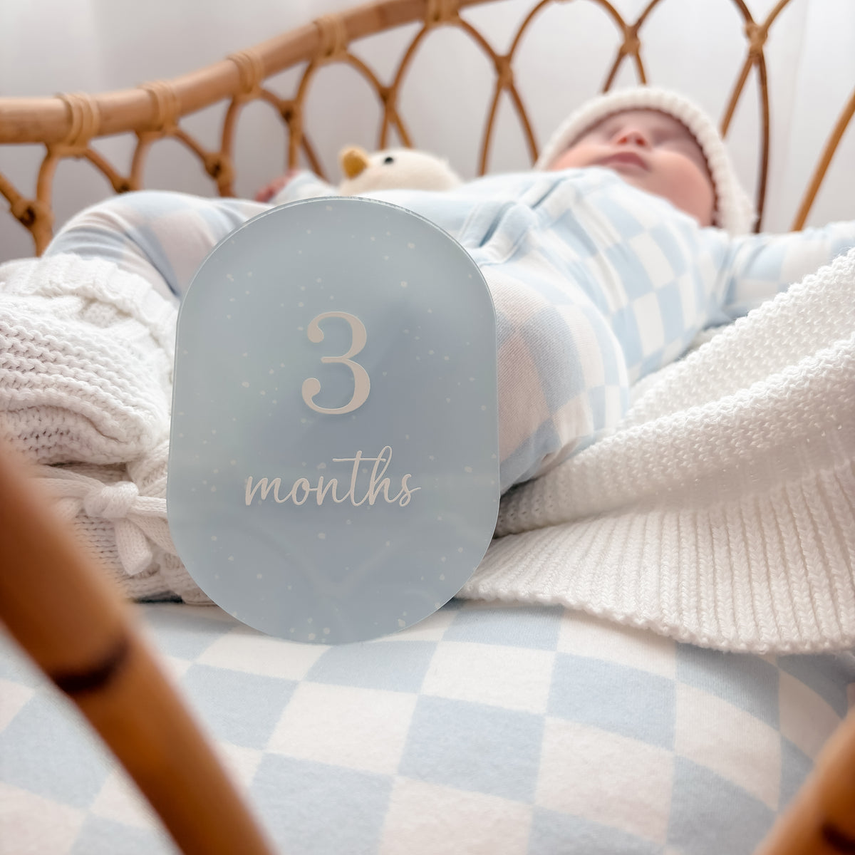 BLUE SPECKLED MILESTONE SET OVAL | UV Printed Acrylic