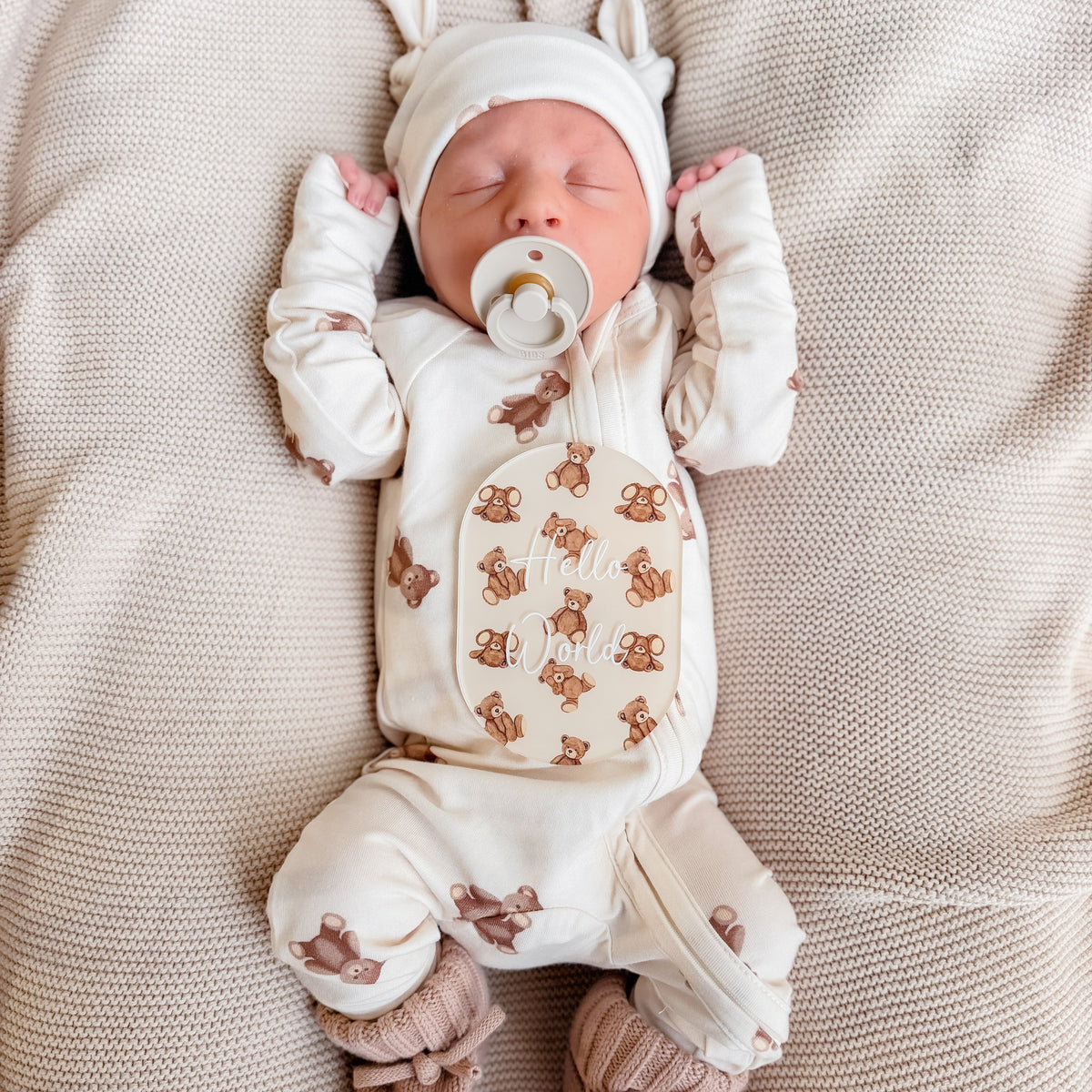 SPECKLED TEDDY BEAR THEMED MILESTONE SET OVAL | UV Printed Acrylic